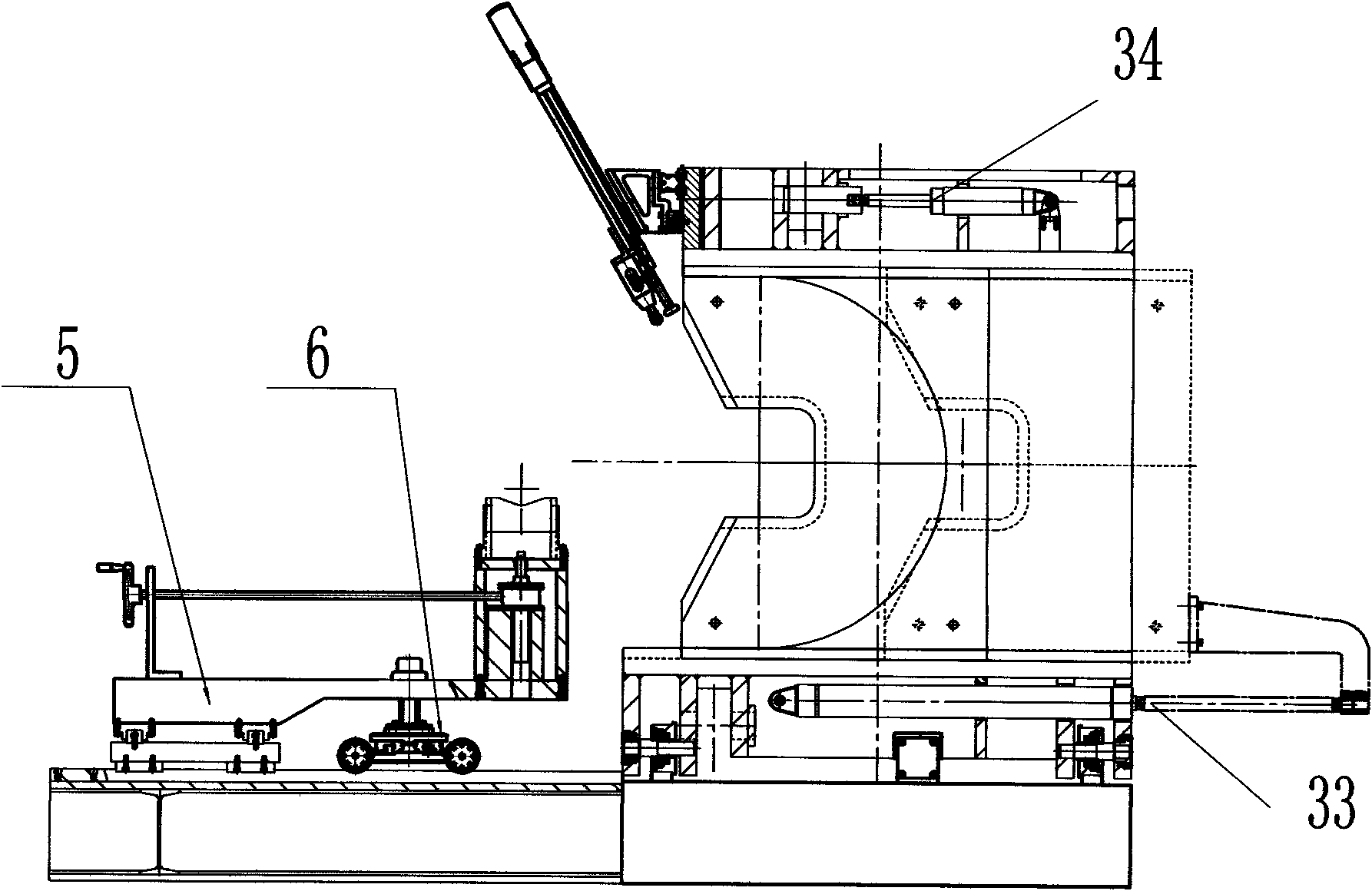 Double-head cylinder wheel pair press fit machine with following trolley