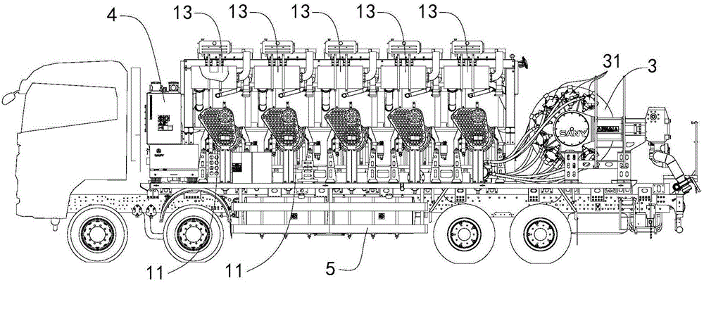 Hydraulic transmission system for fracturing truck and fracturing truck