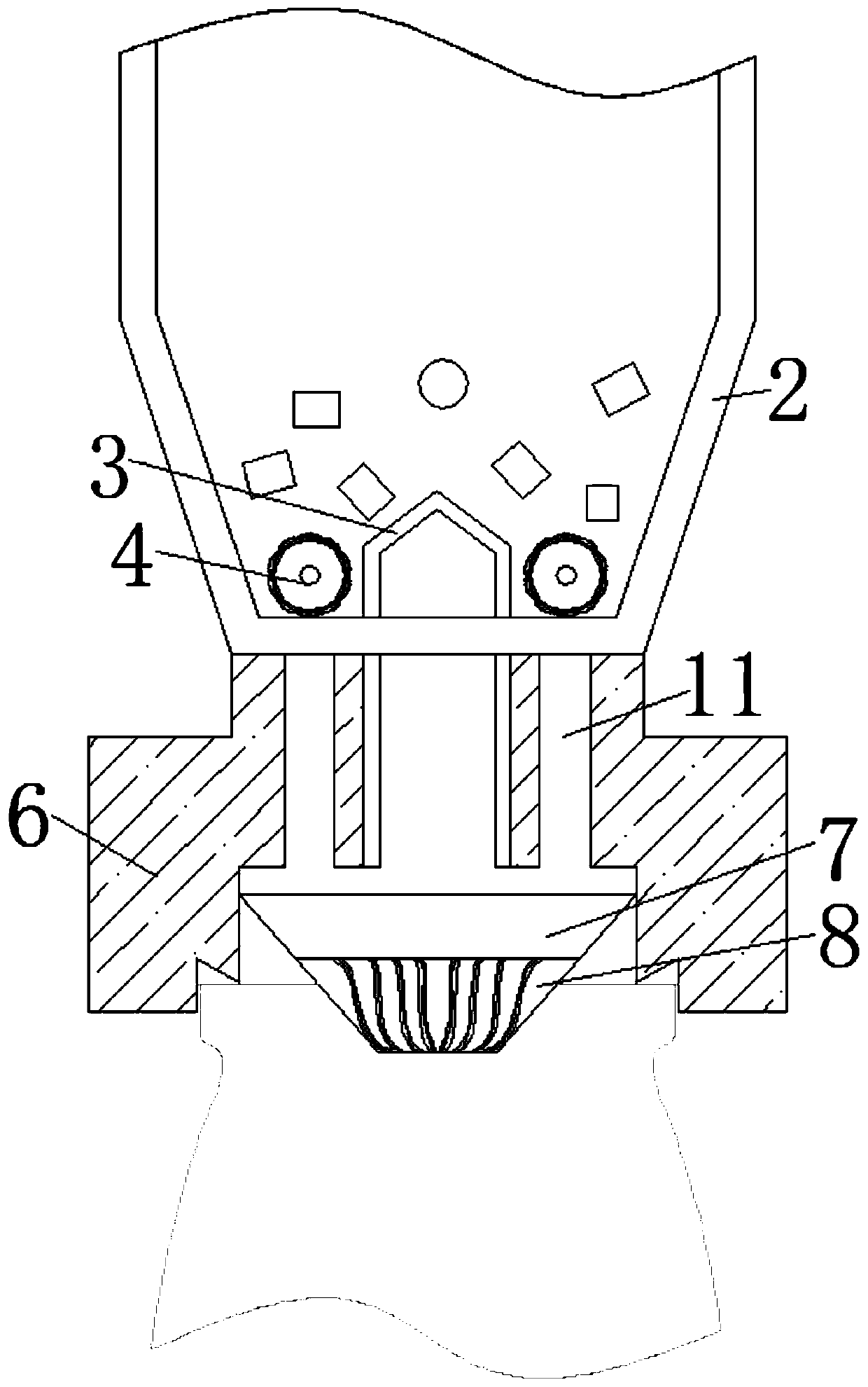 A filling machine that prevents clogging during filling of mixed yoghurt