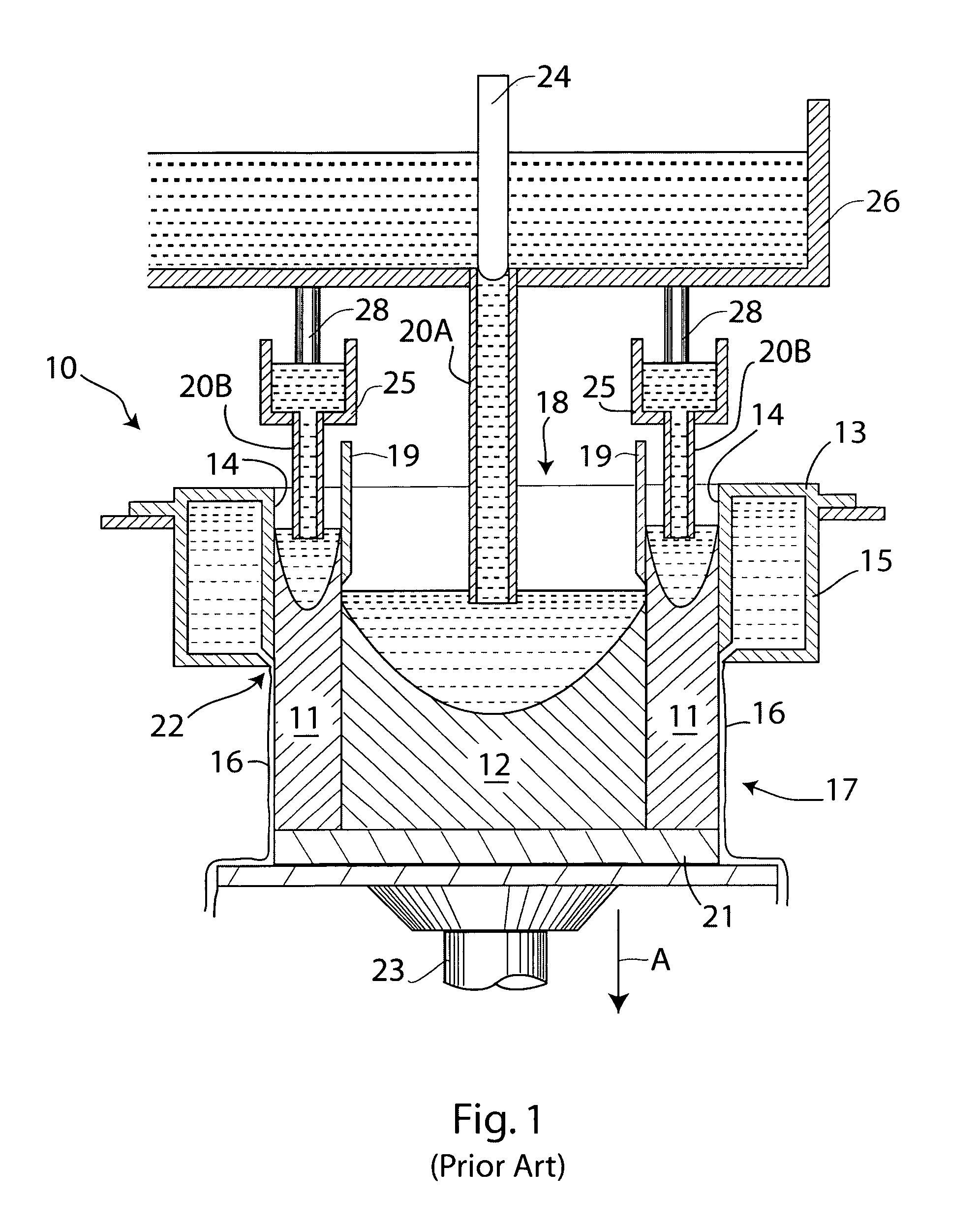 Casting composite ingot with metal temperature compensation