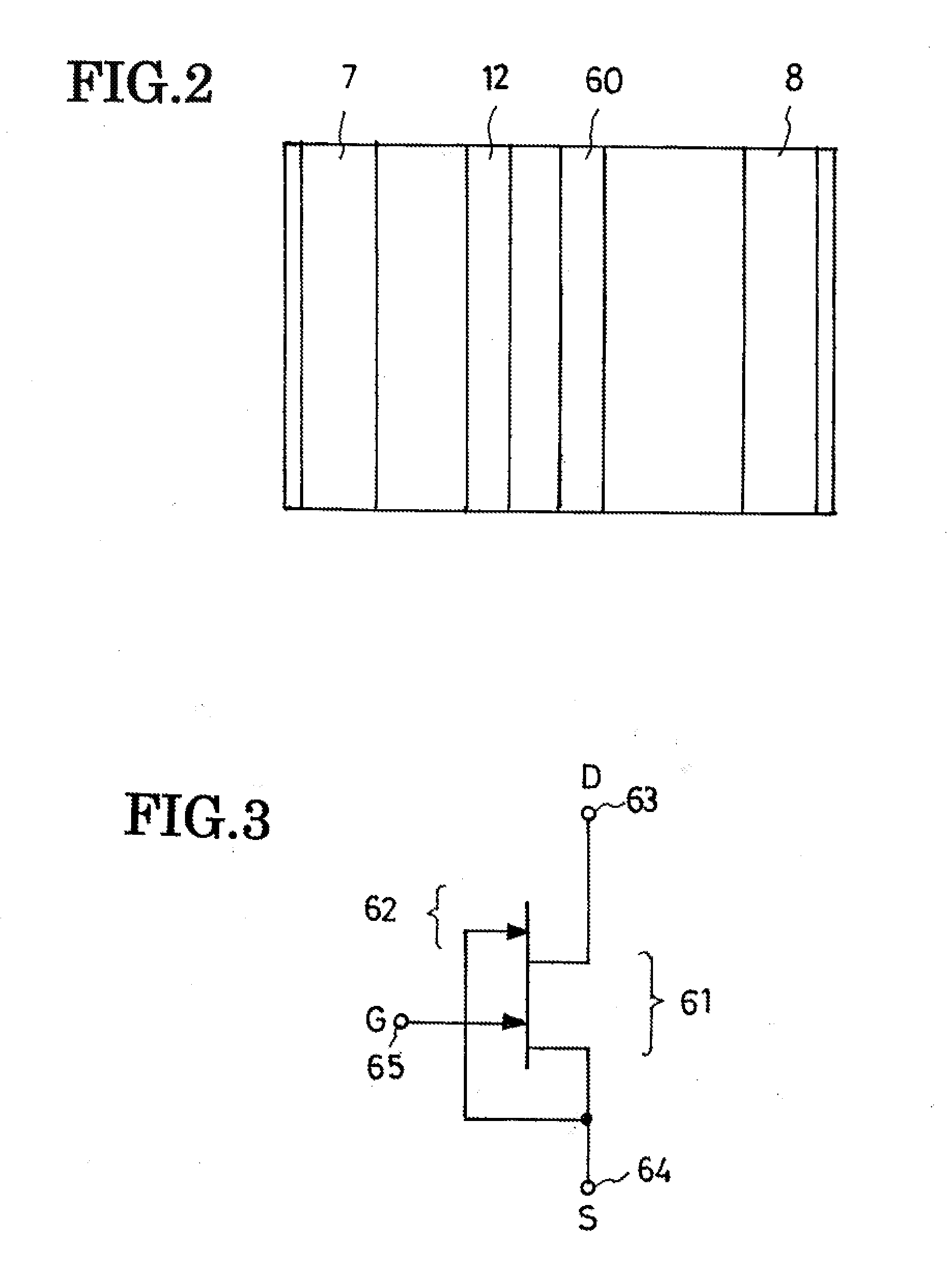 Monolithic integrated circuit of a field-effect semiconductor device and a diode