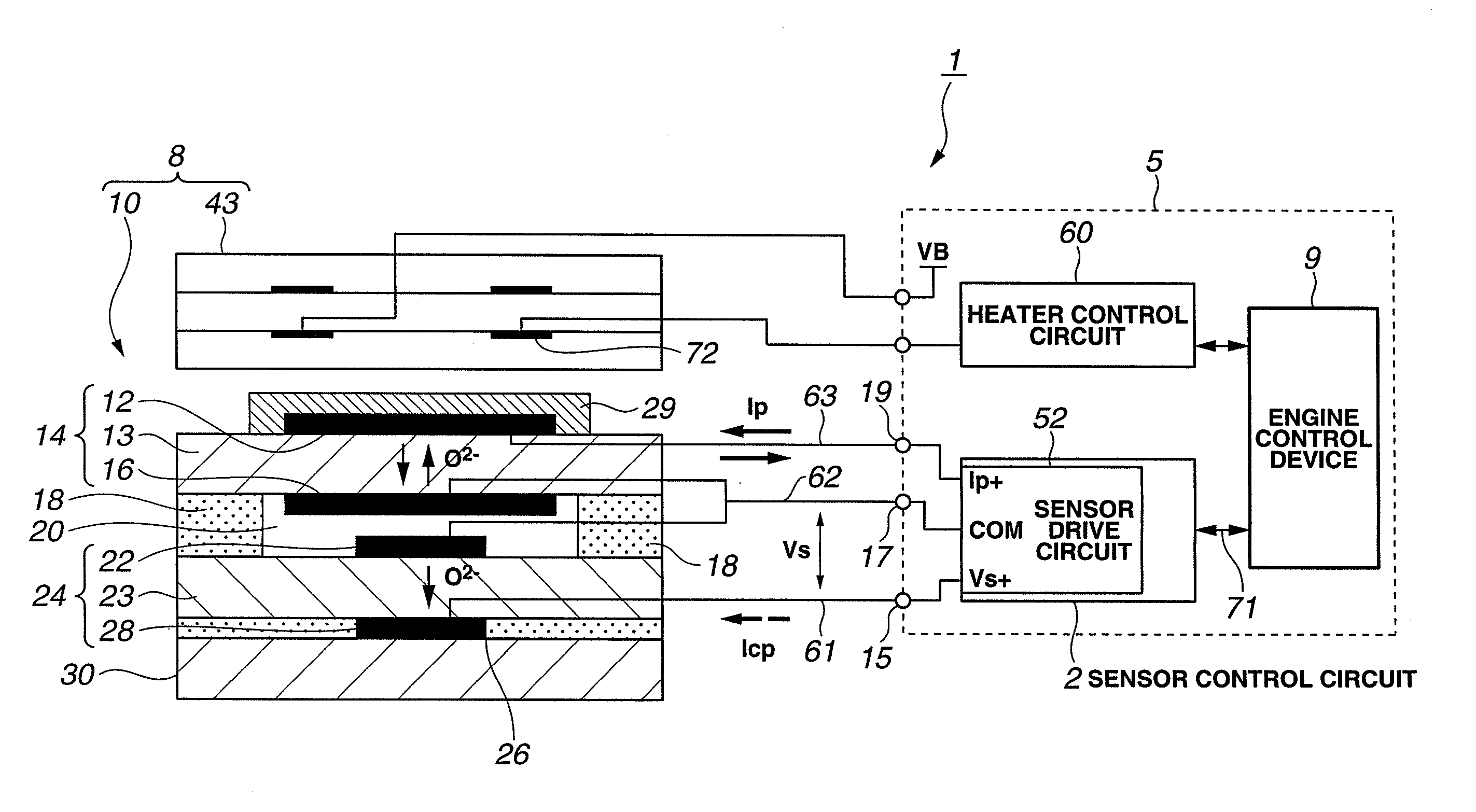 Apparatus and process for gas sensor control