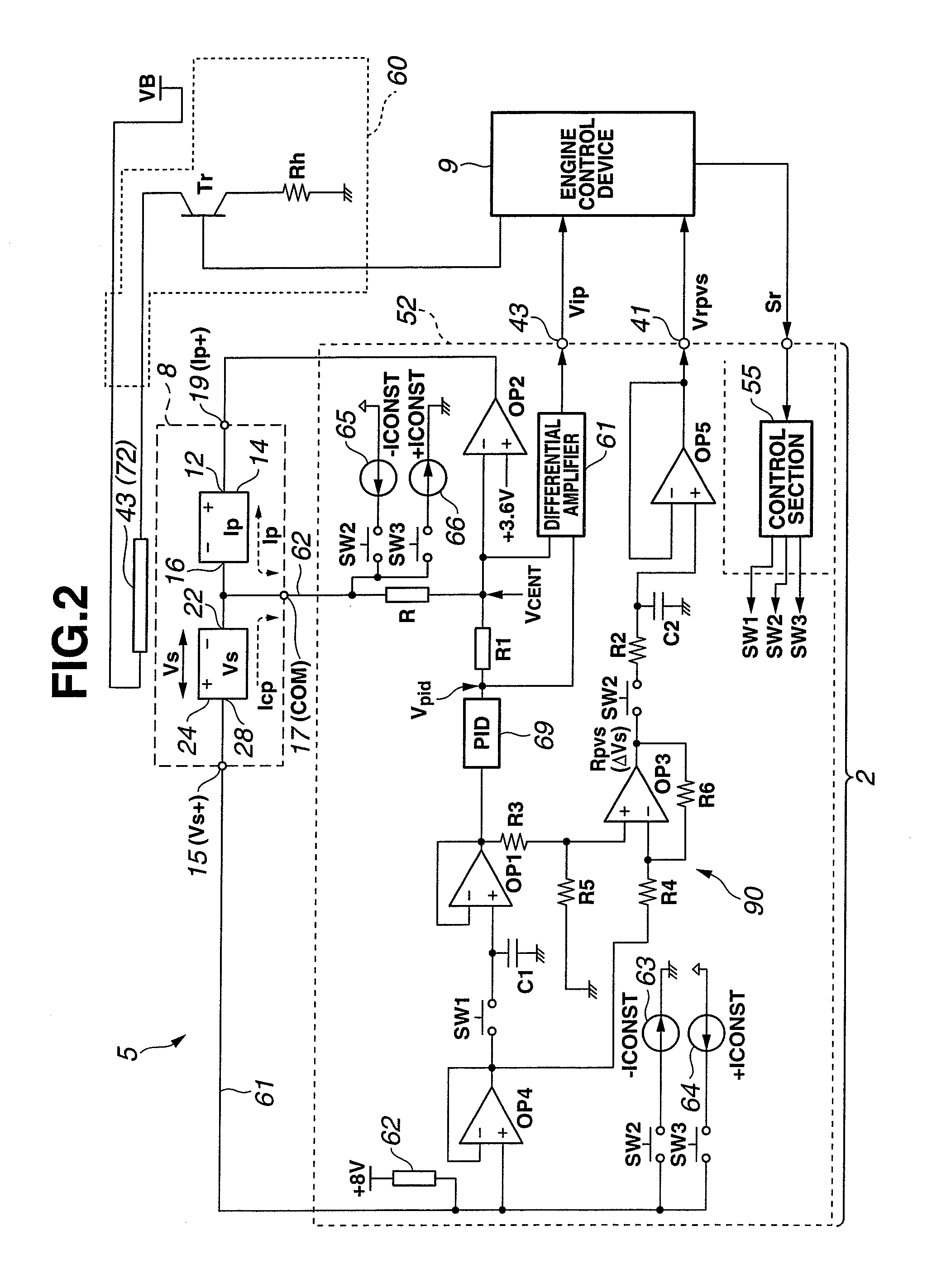 Apparatus and process for gas sensor control