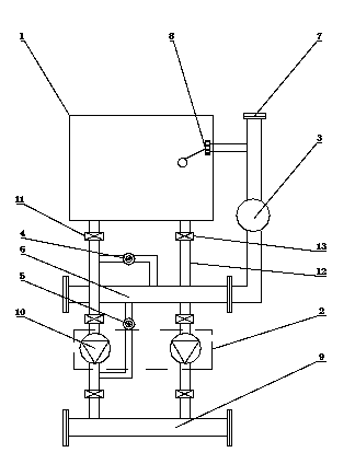 Boosting pressure superposing water supply equipment for tank