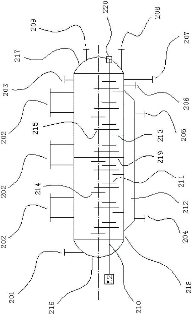 Continuous reaction process for urea synthesis of cyclic carbonate and horizontal continuous mixer for raw materials and horizontal continuous reactor