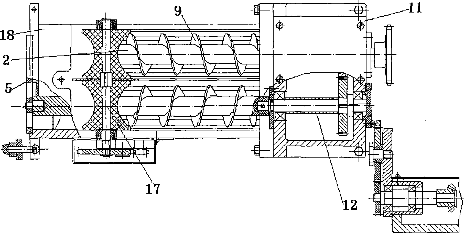 Vertical flour transport system of machine for Chinese style snacks made from wheat or rice flour