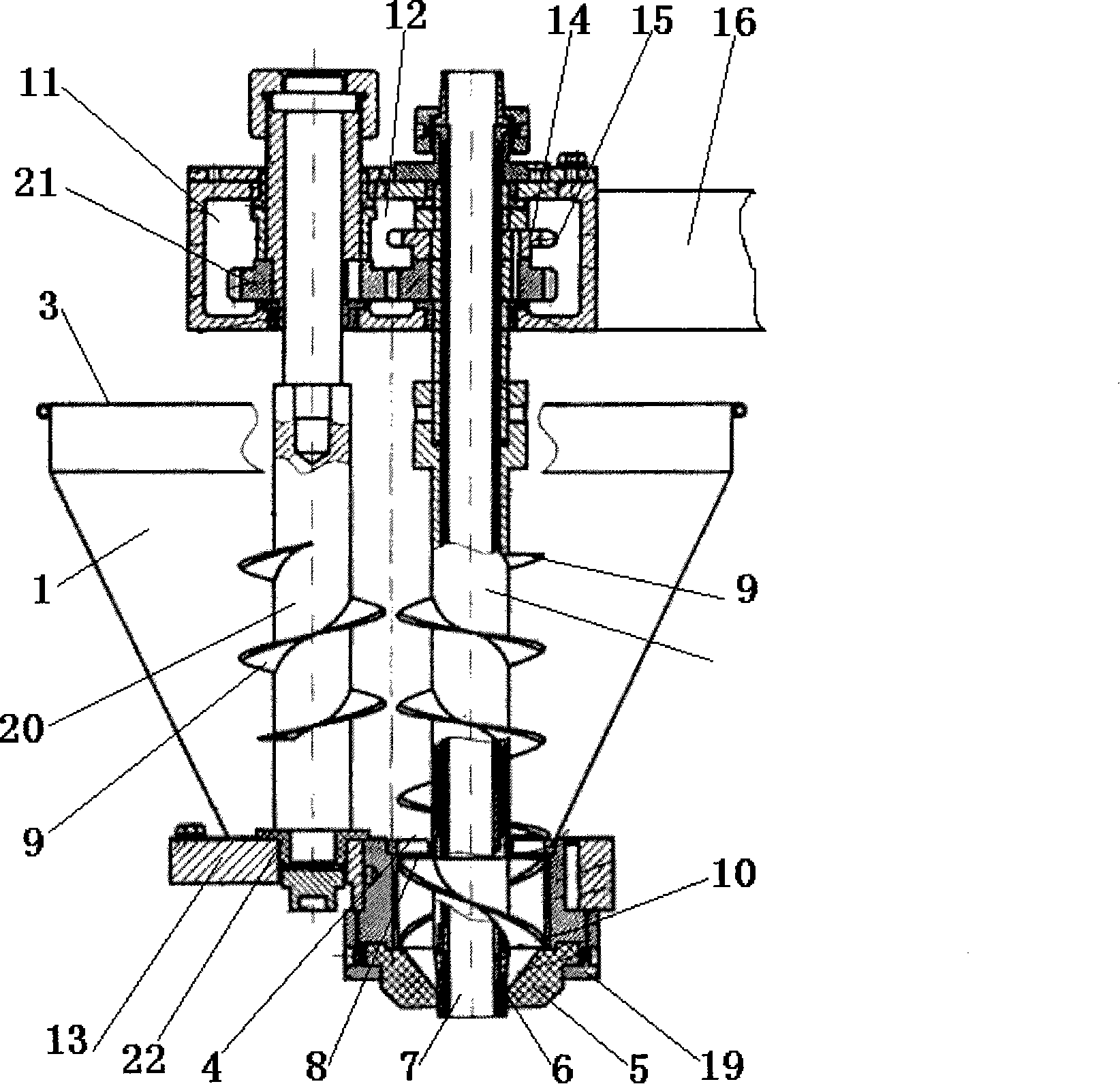 Vertical flour transport system of machine for Chinese style snacks made from wheat or rice flour