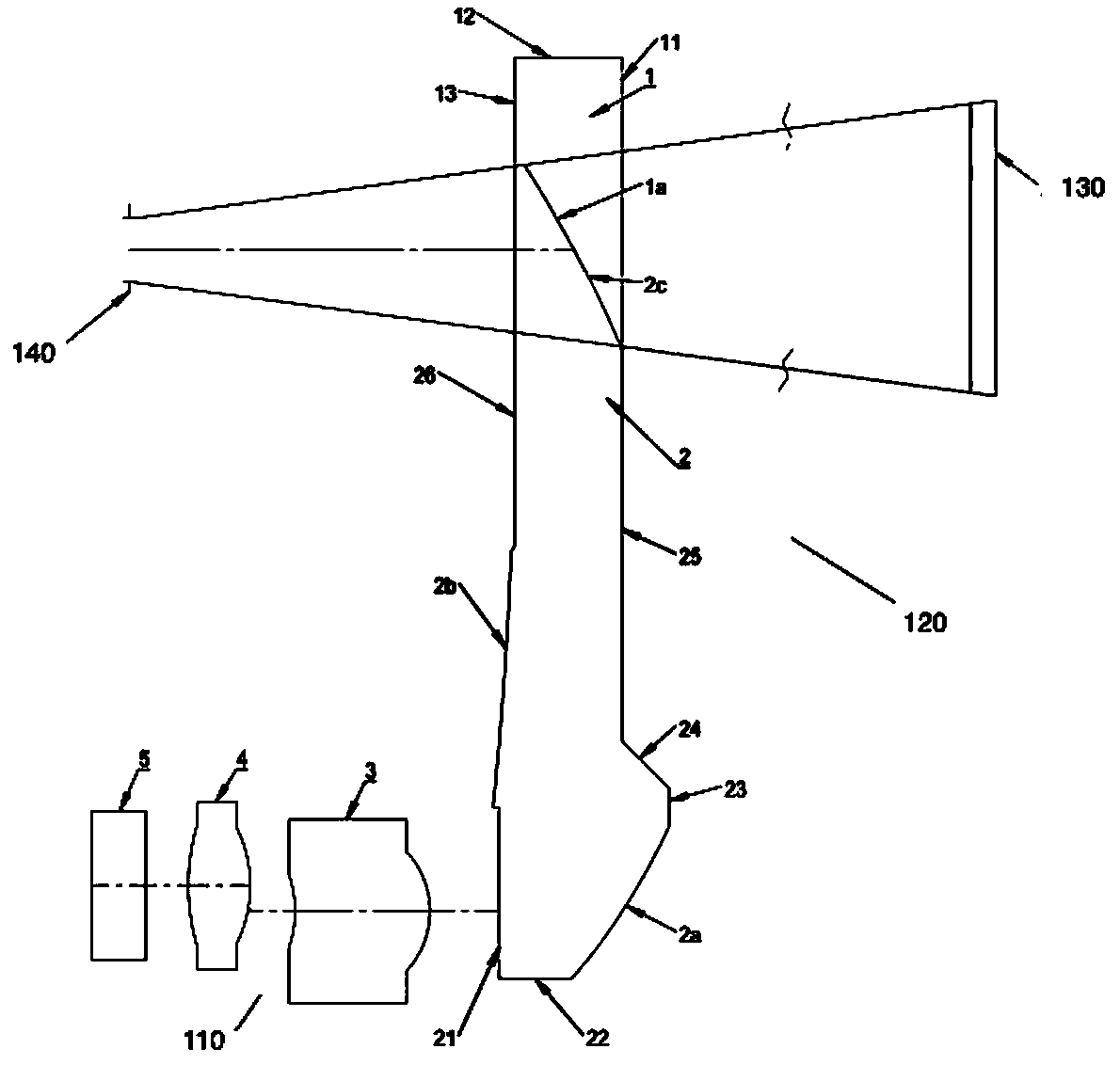 Projection optical device combining augmented reality and glasses