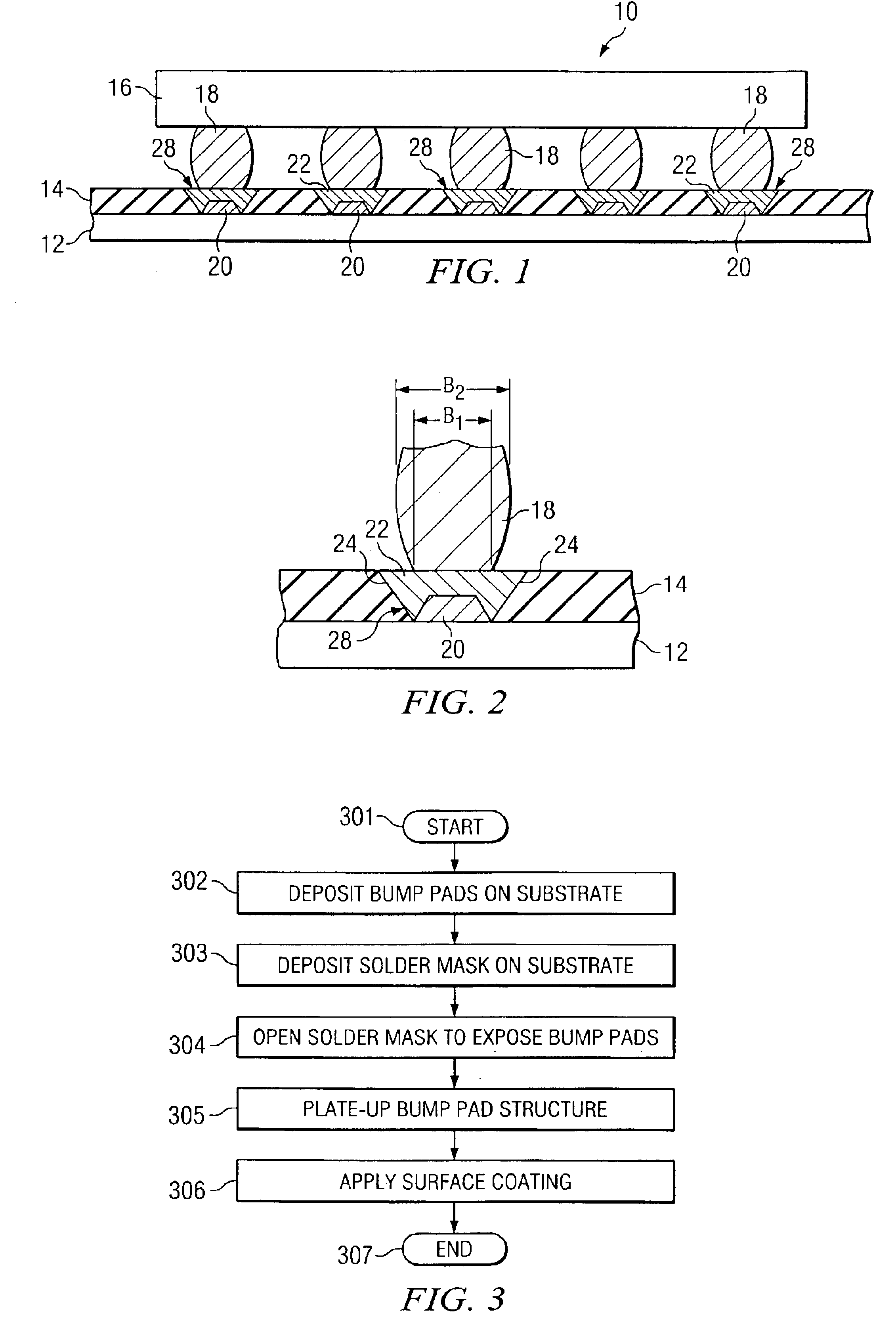 Built-up bump pad structure and method for same