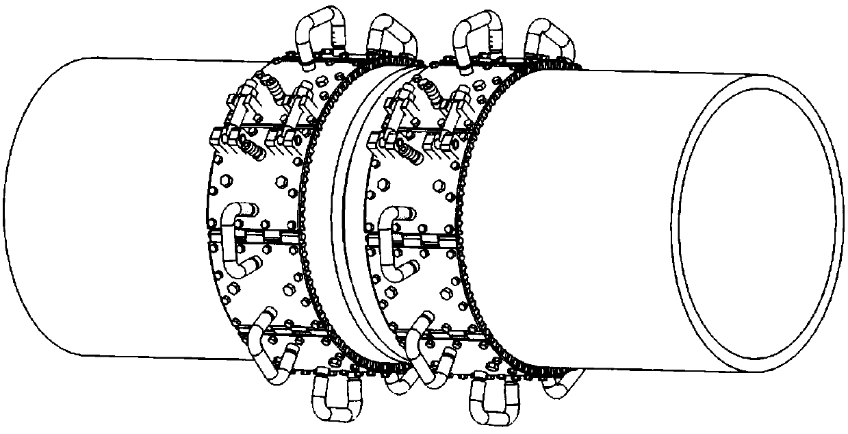 A metal pipe welding heat exchange device