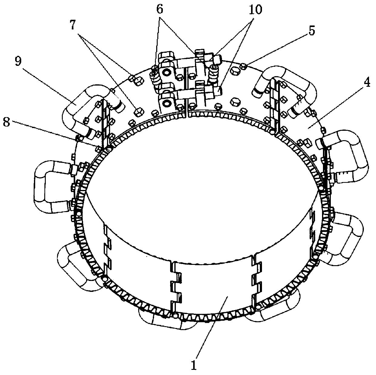 A metal pipe welding heat exchange device