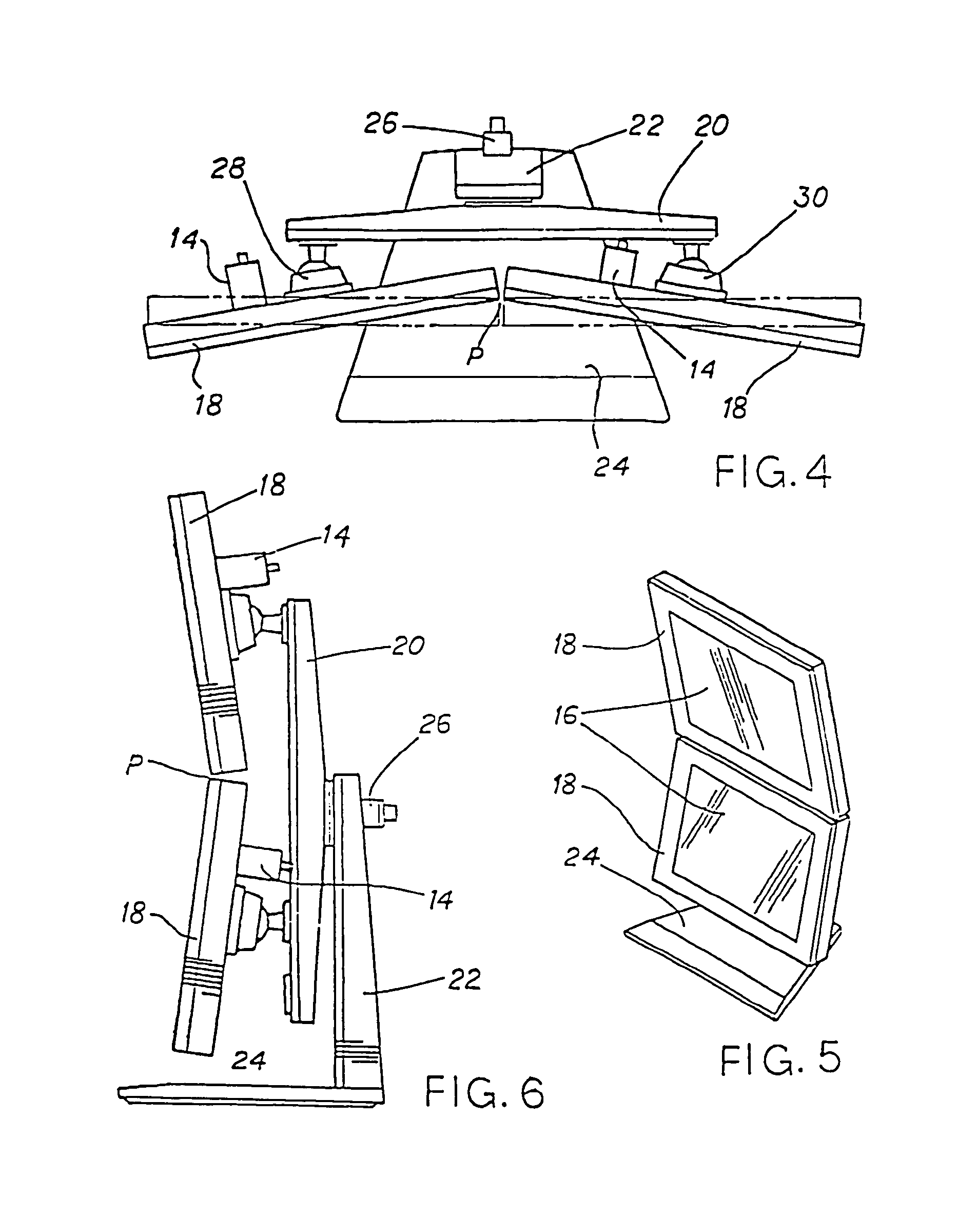 Computer display screen system and adjustable screen mount, and swinging screens therefor