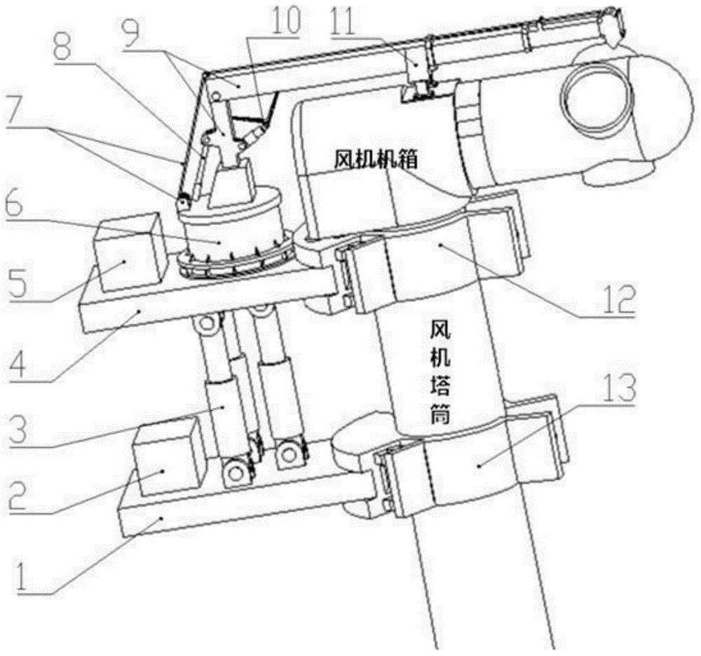 Novel climbing wind power maintenance lifting platform capable of bearing heavy load and application method