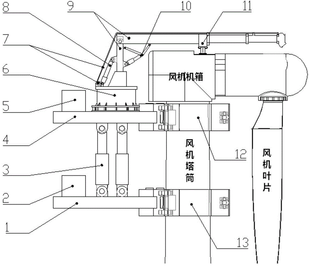 Novel climbing wind power maintenance lifting platform capable of bearing heavy load and application method