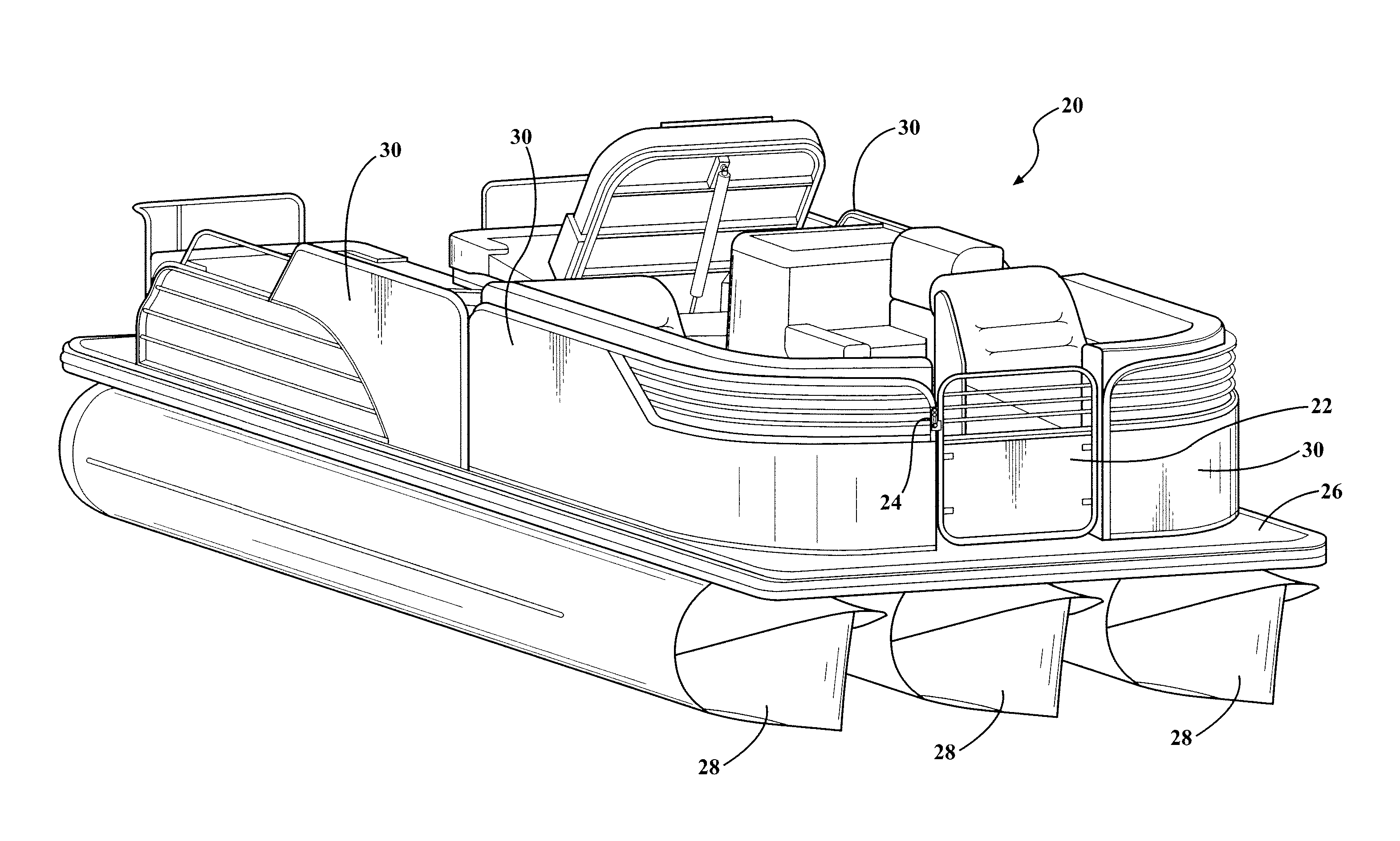 Boat with a latch assembly