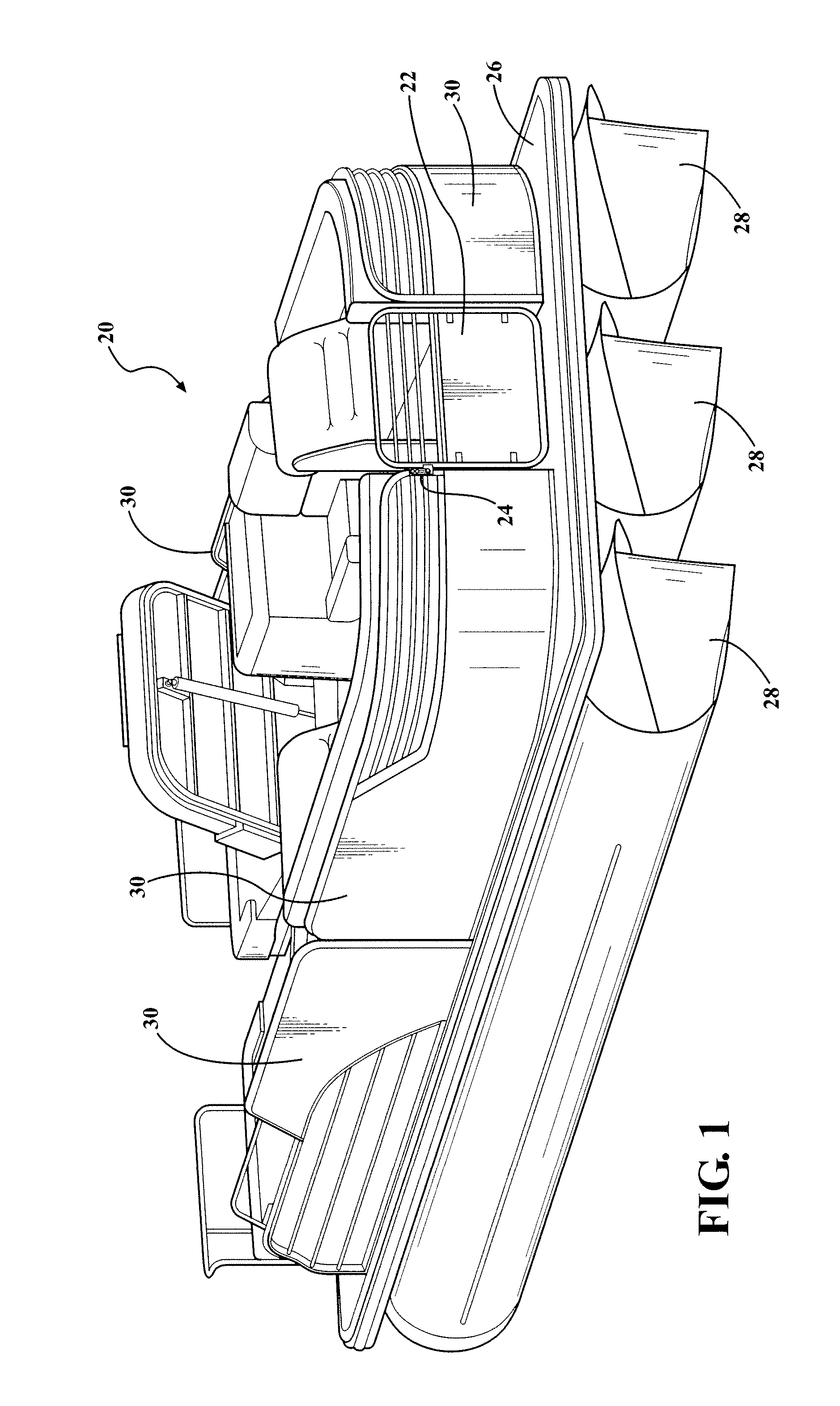 Boat with a latch assembly