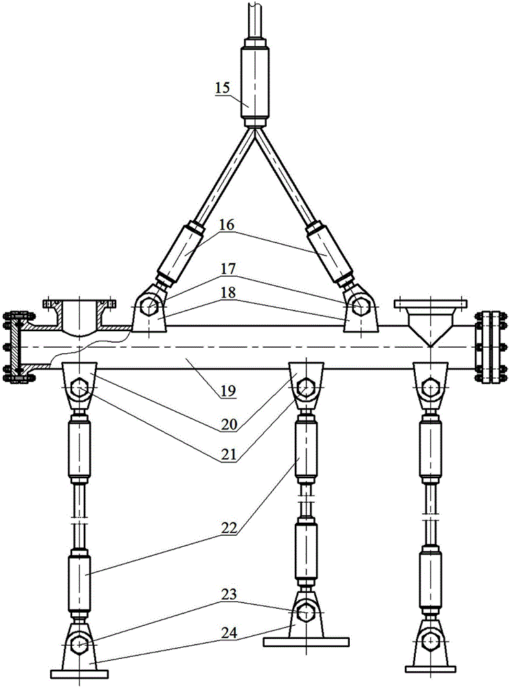 Asymmetric type on-line installing device and method for underwater three-stage separation system