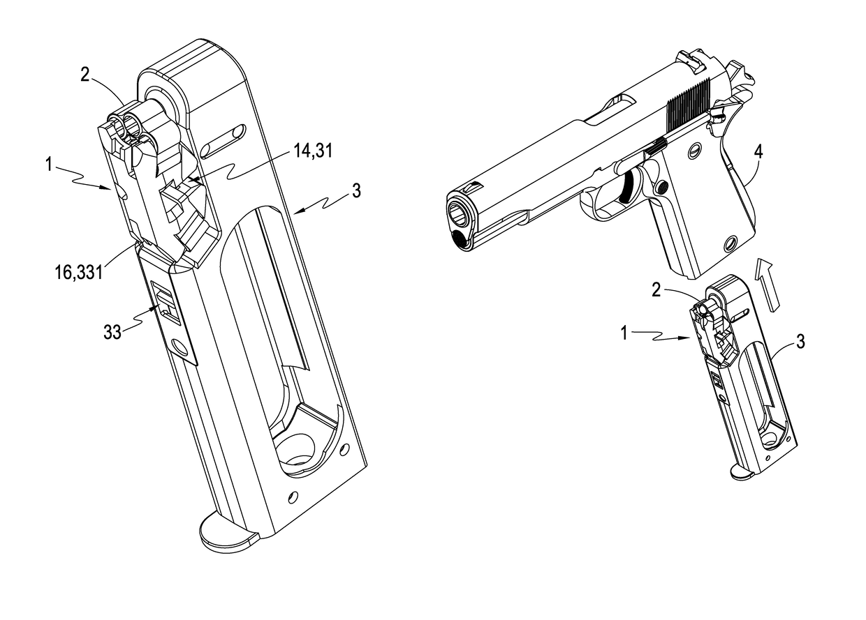 Toy gun bullet container structure