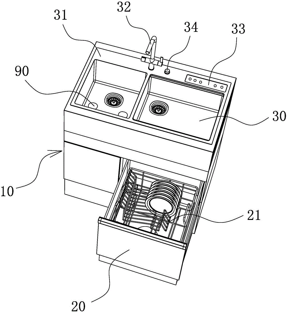 Drawer-type integrated dishwasher