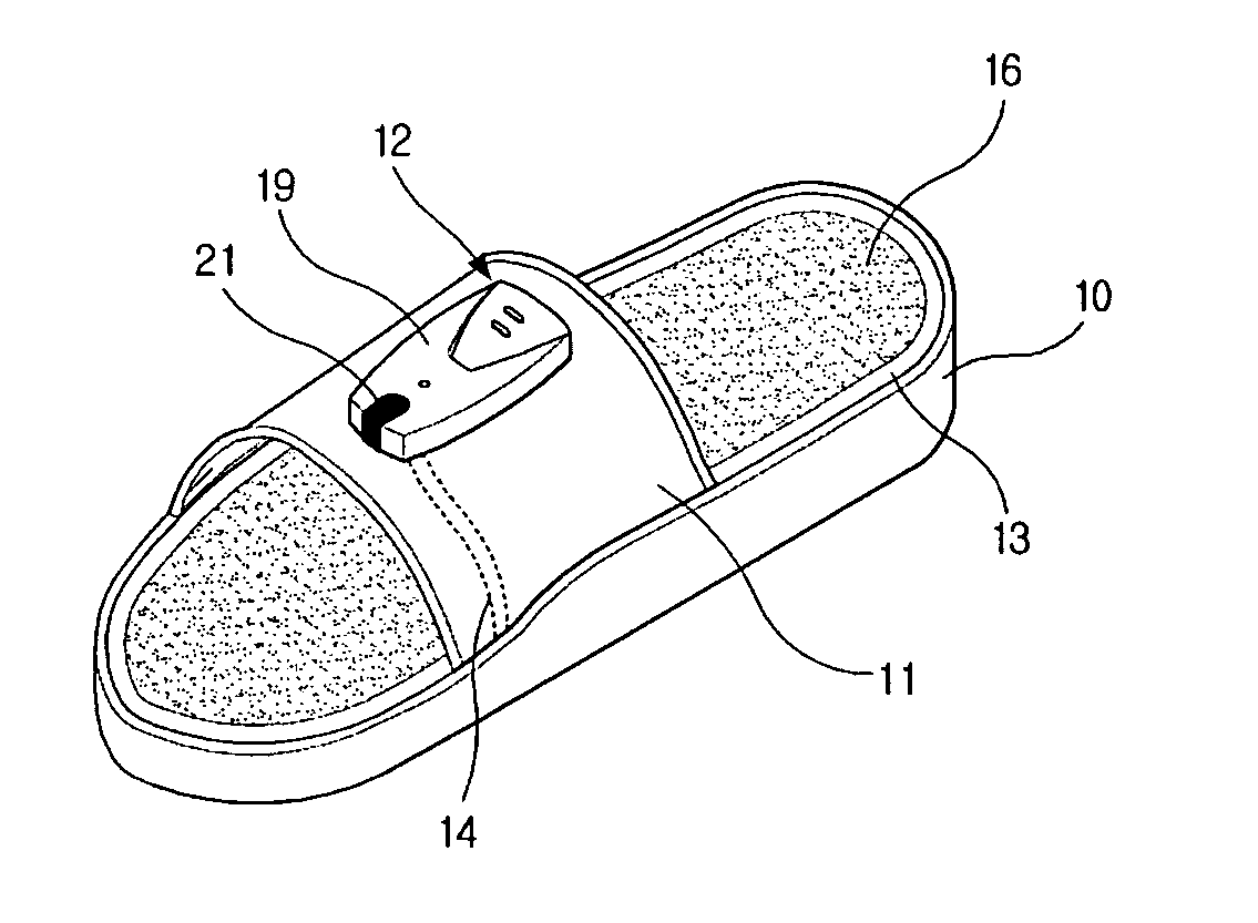 Slipper having low frequency generator