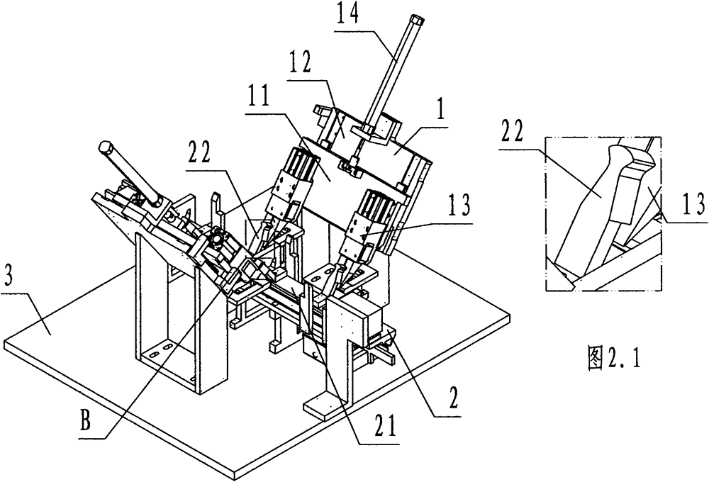 A pneumatic automatic device with long tail clamp