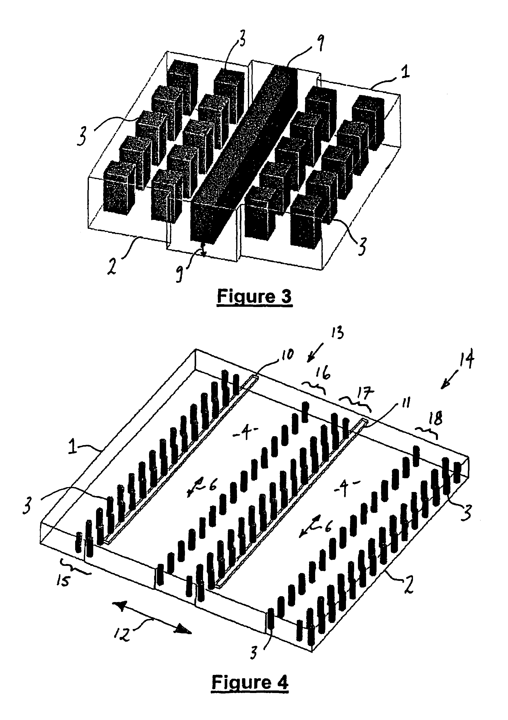 Waveguide and slotted antenna array with moveable rows of spaced posts