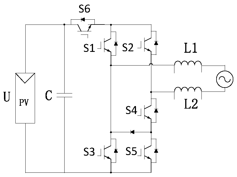 Inverter topology circuit and control method for suppressing leakage current in photovoltaic grid-connected system