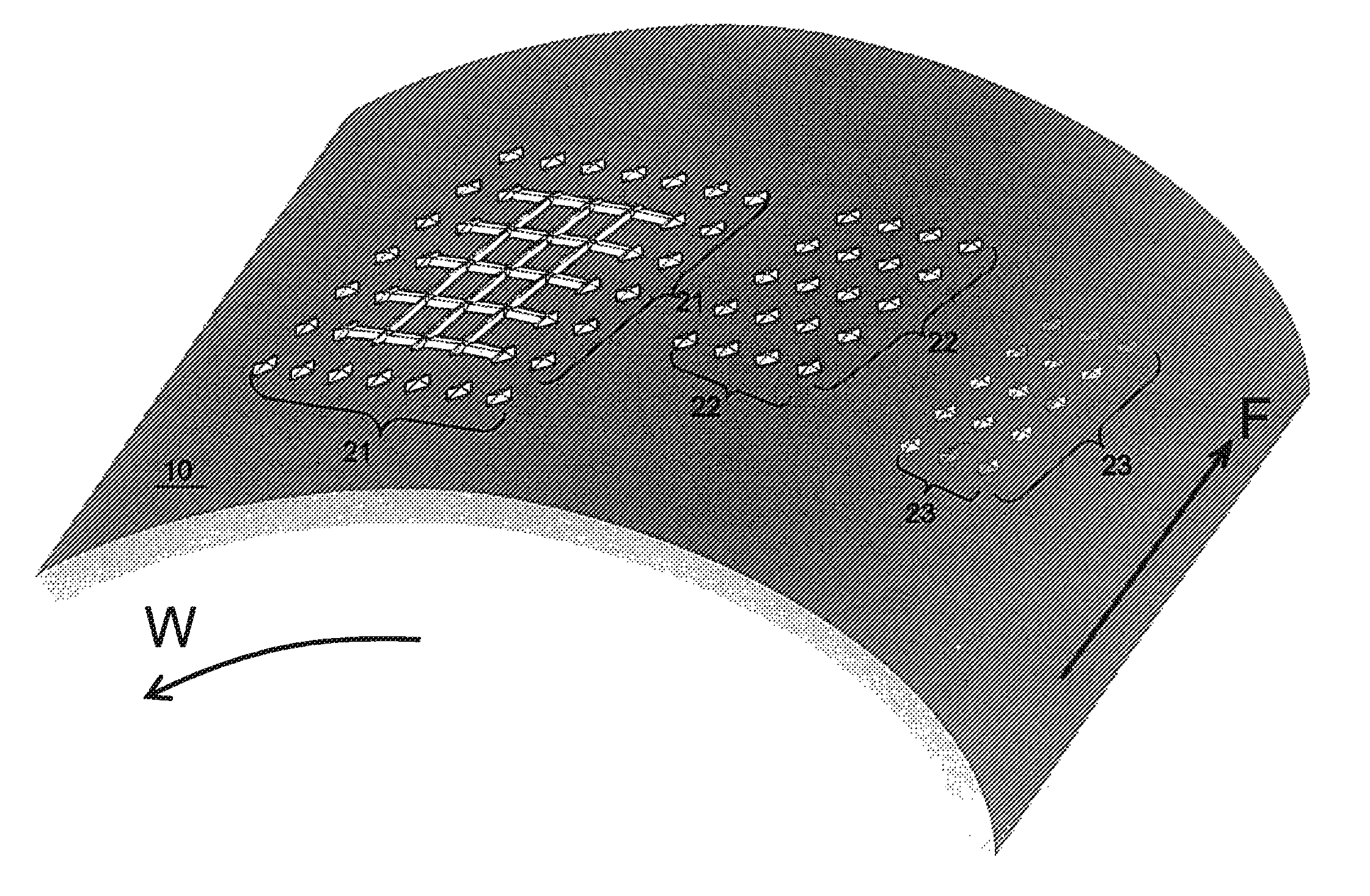 Surface structure for a working device