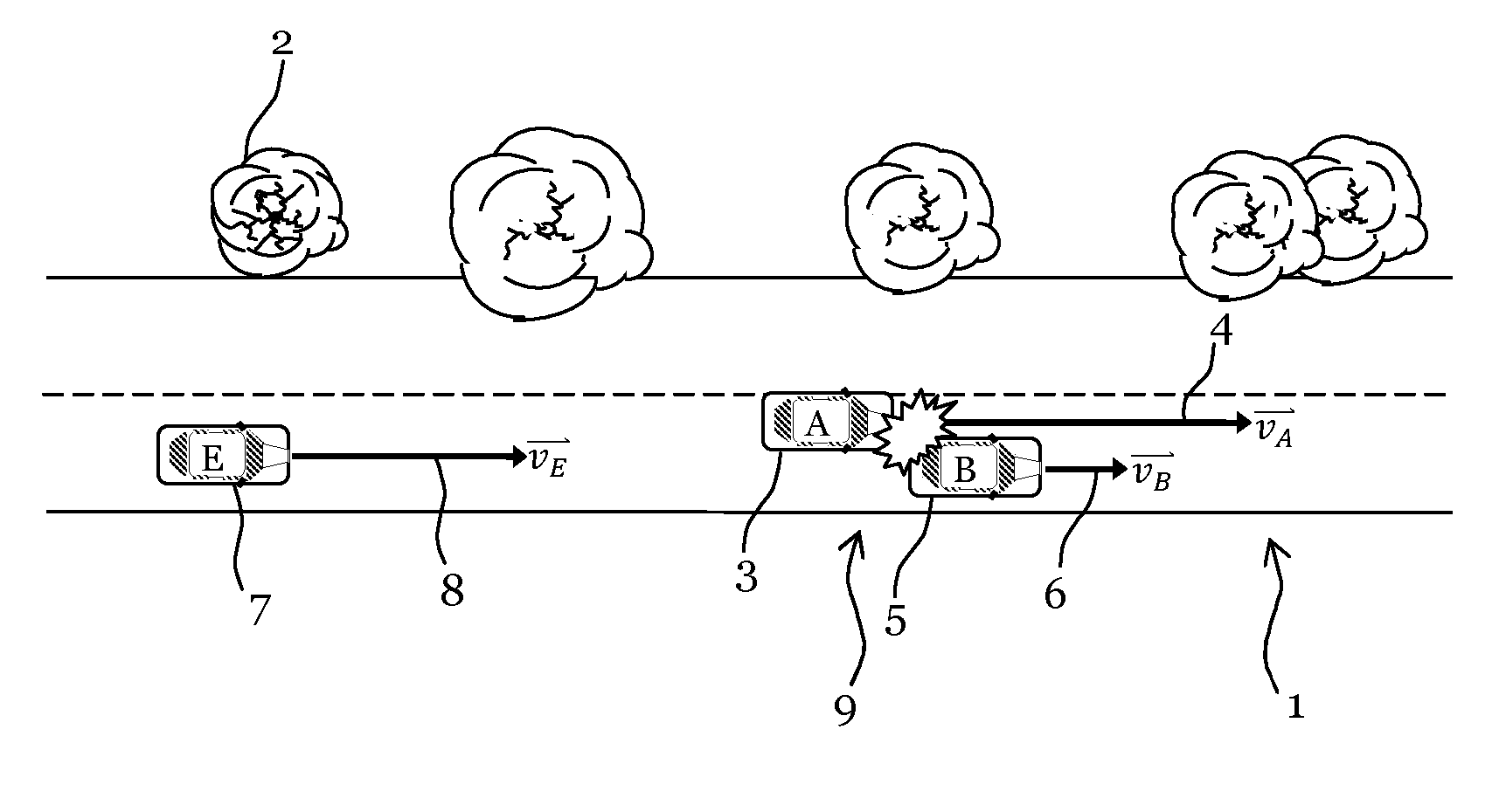 Method and system for post-collision manoeuvre planning and vehicle equipped with such system