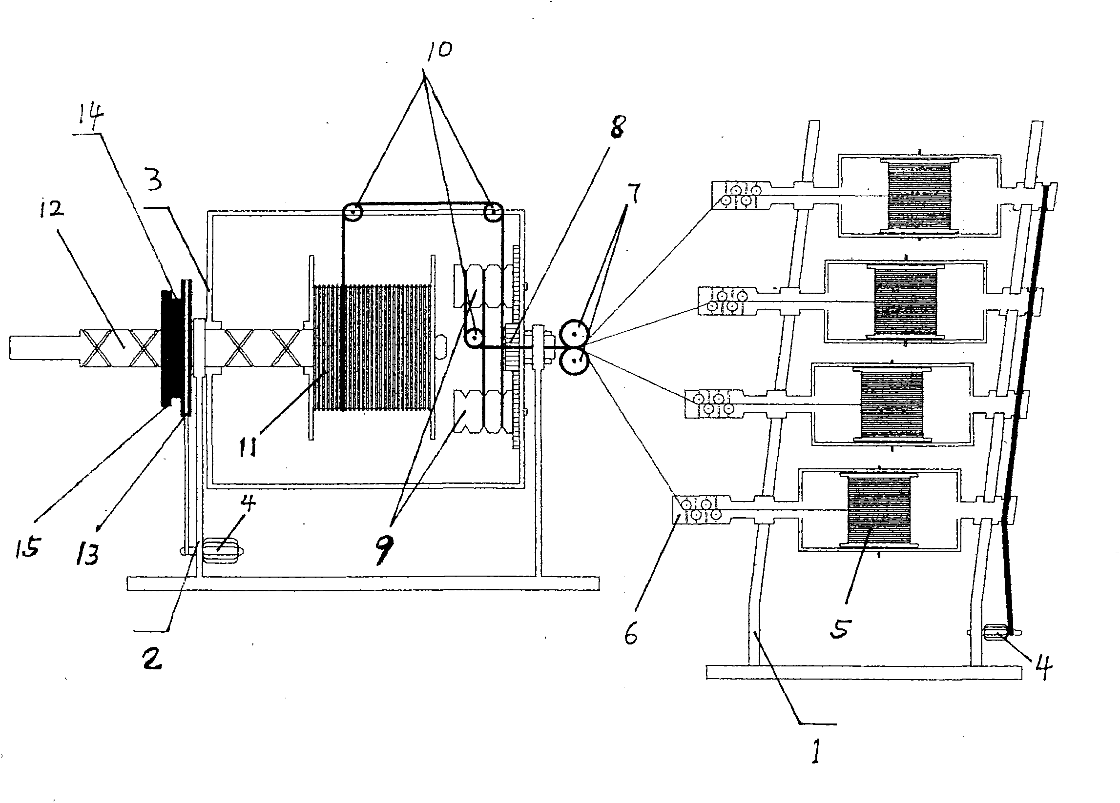 Strand making, strand combining and rope making integrated rope making machine