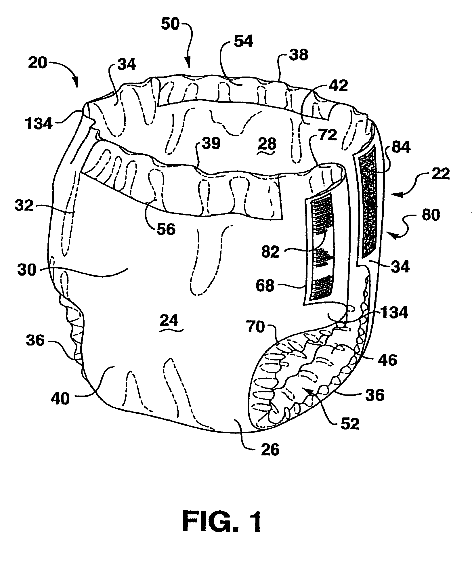 Absorbent garments with multipart liner having varied stretch properties