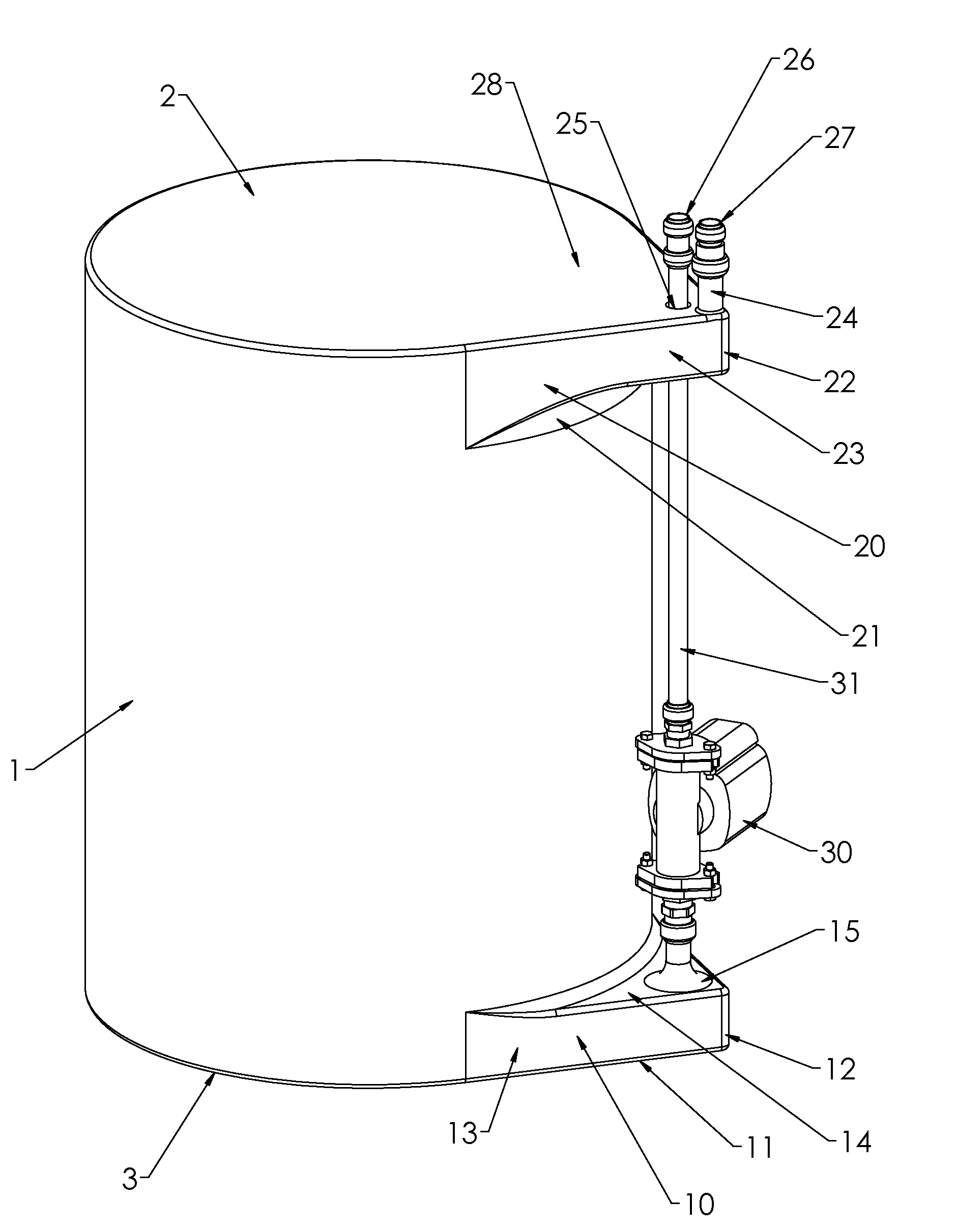 Horizontal Extraction and Return Extensions in liquid storage tanks