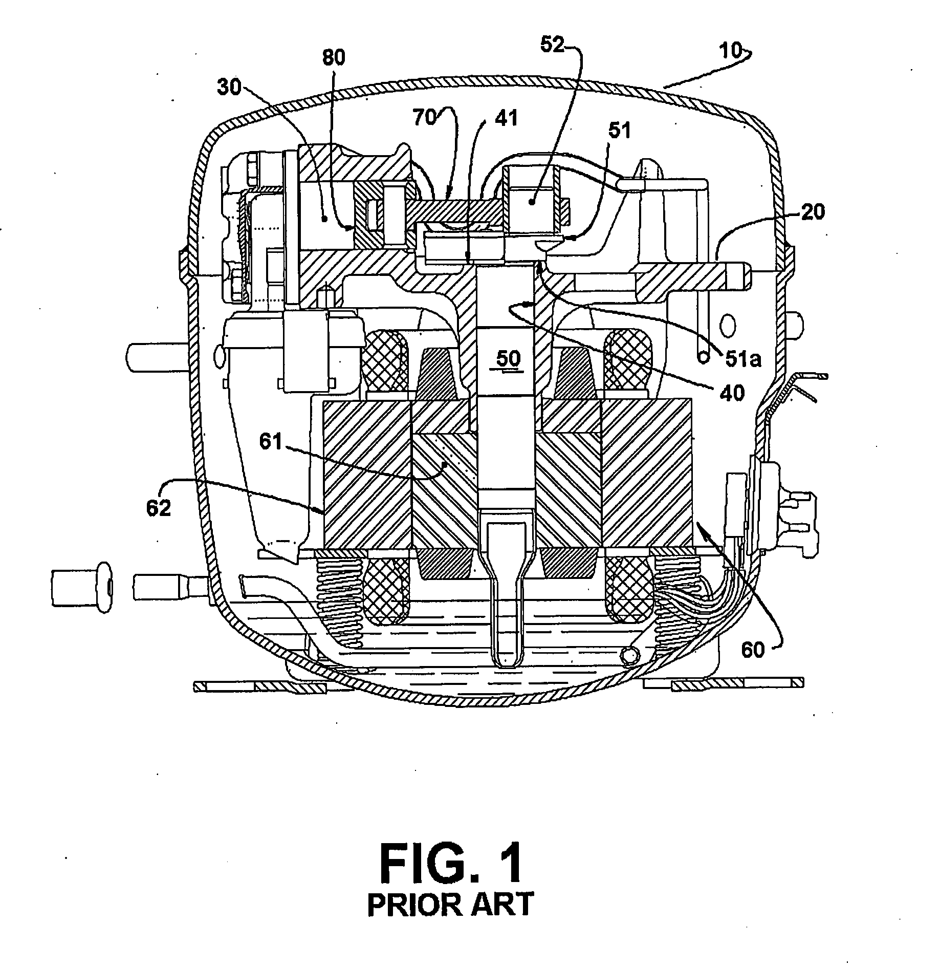 Axial bearing arrangement in a hermetic compressor