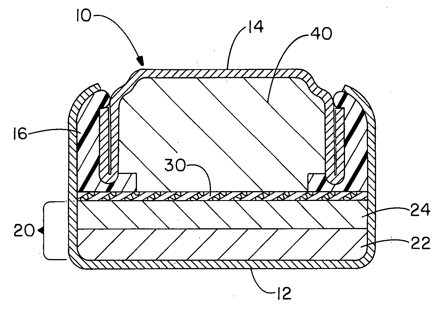 Multi-layer positive electrode structures having a silver-containing layer for miniature cells