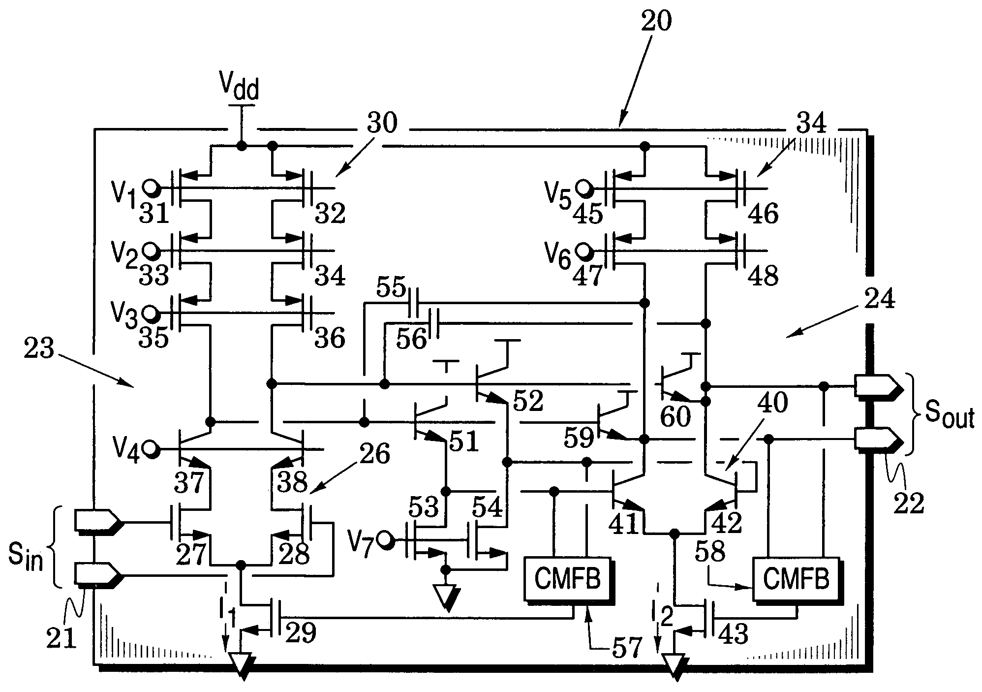 Differential amplifiers with enhanced gain and dynamic range