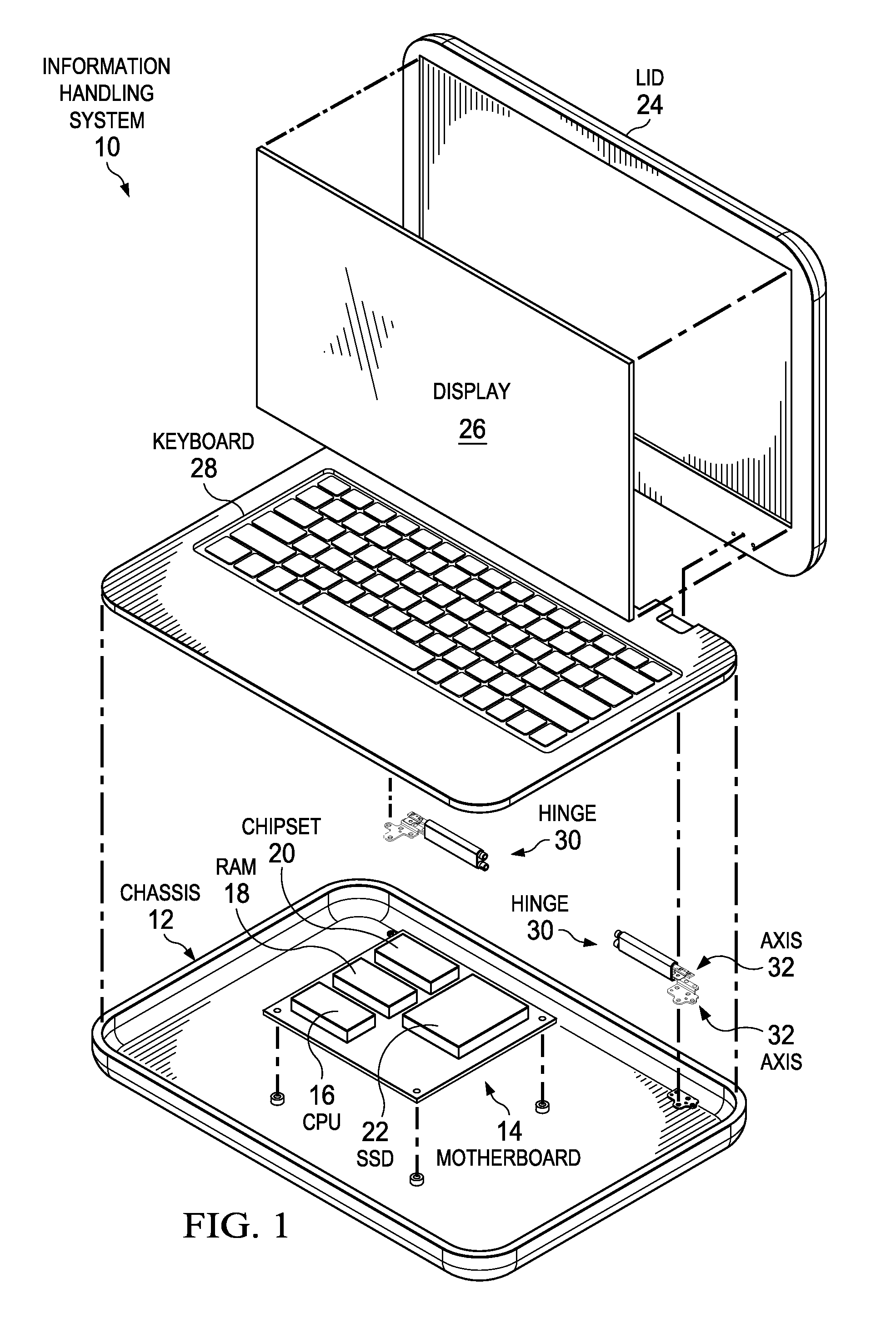 Information handling system hinge support frame