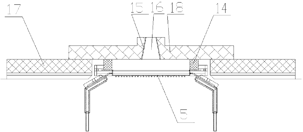 Large thermal power combination tank furnace for producing basalt continuous fibers