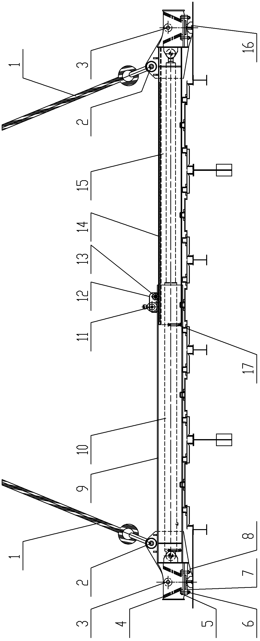 Loading device for entirely applying simulative load to ocean work-over rig