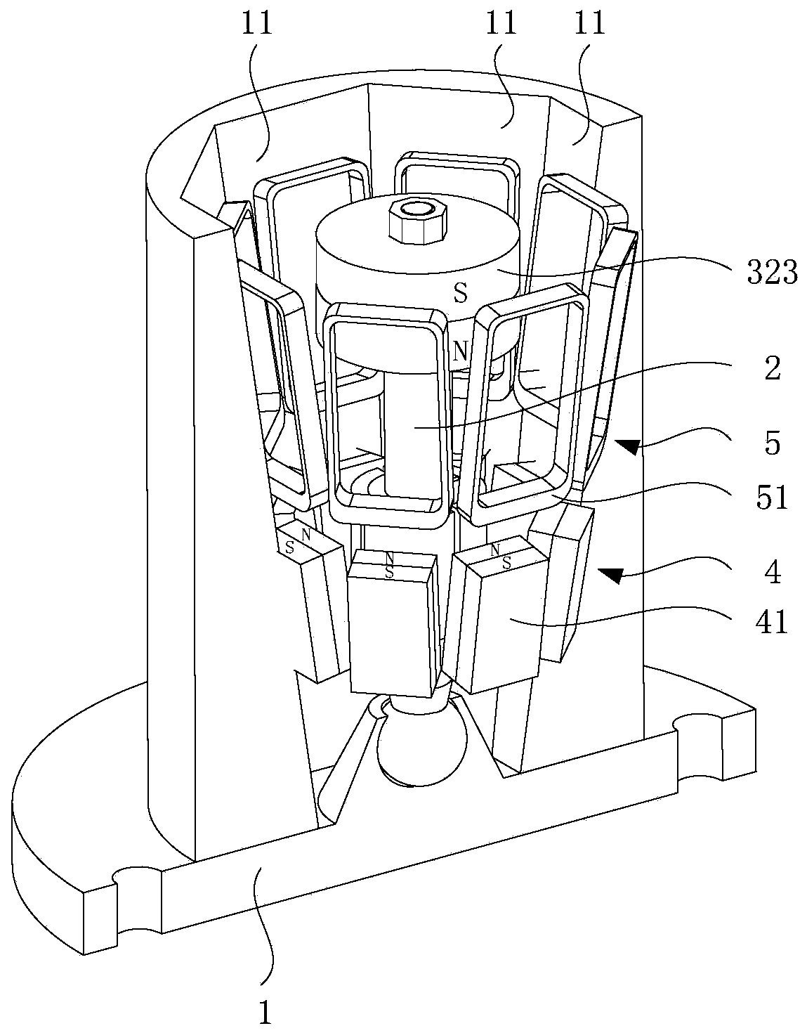 Magnetic confinement rocker arm type vibration power generation device and system