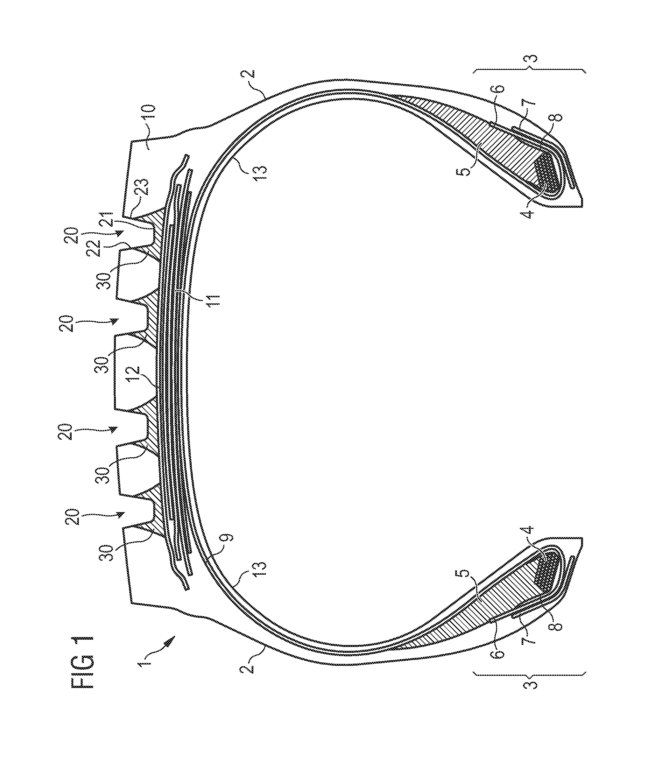 Tire tread with groove reinforcement