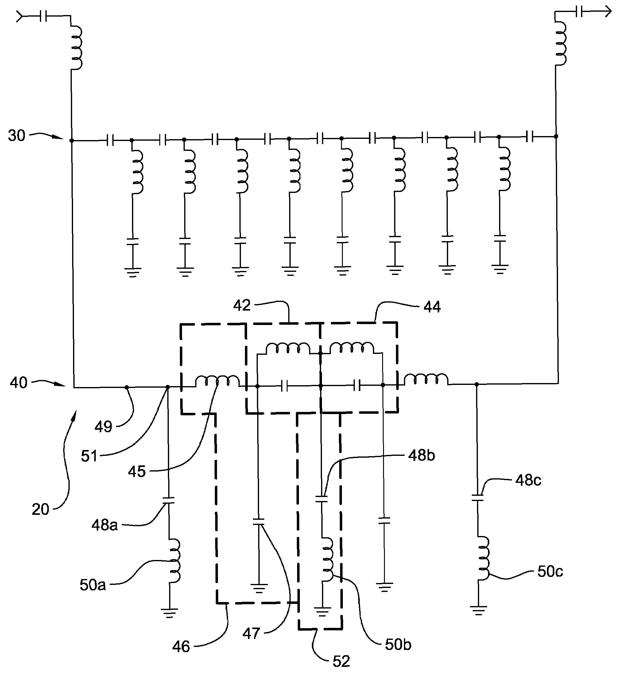 Hybrid low pass diplex filter