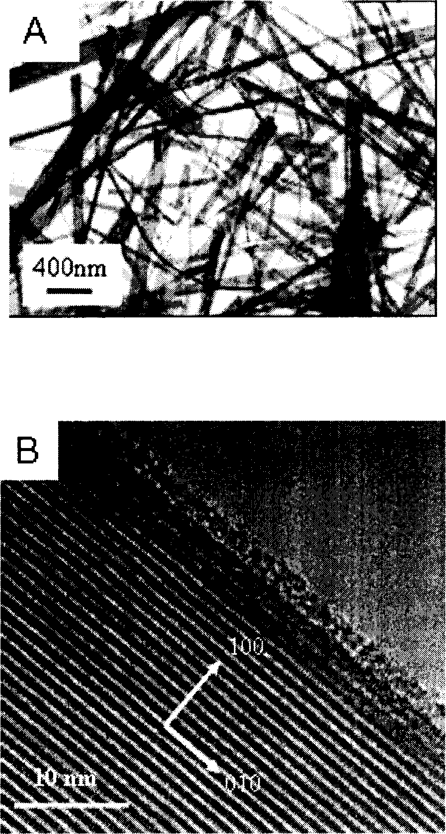 Method for preparing Nano line of titania, and application of the prepared Nano line of titania