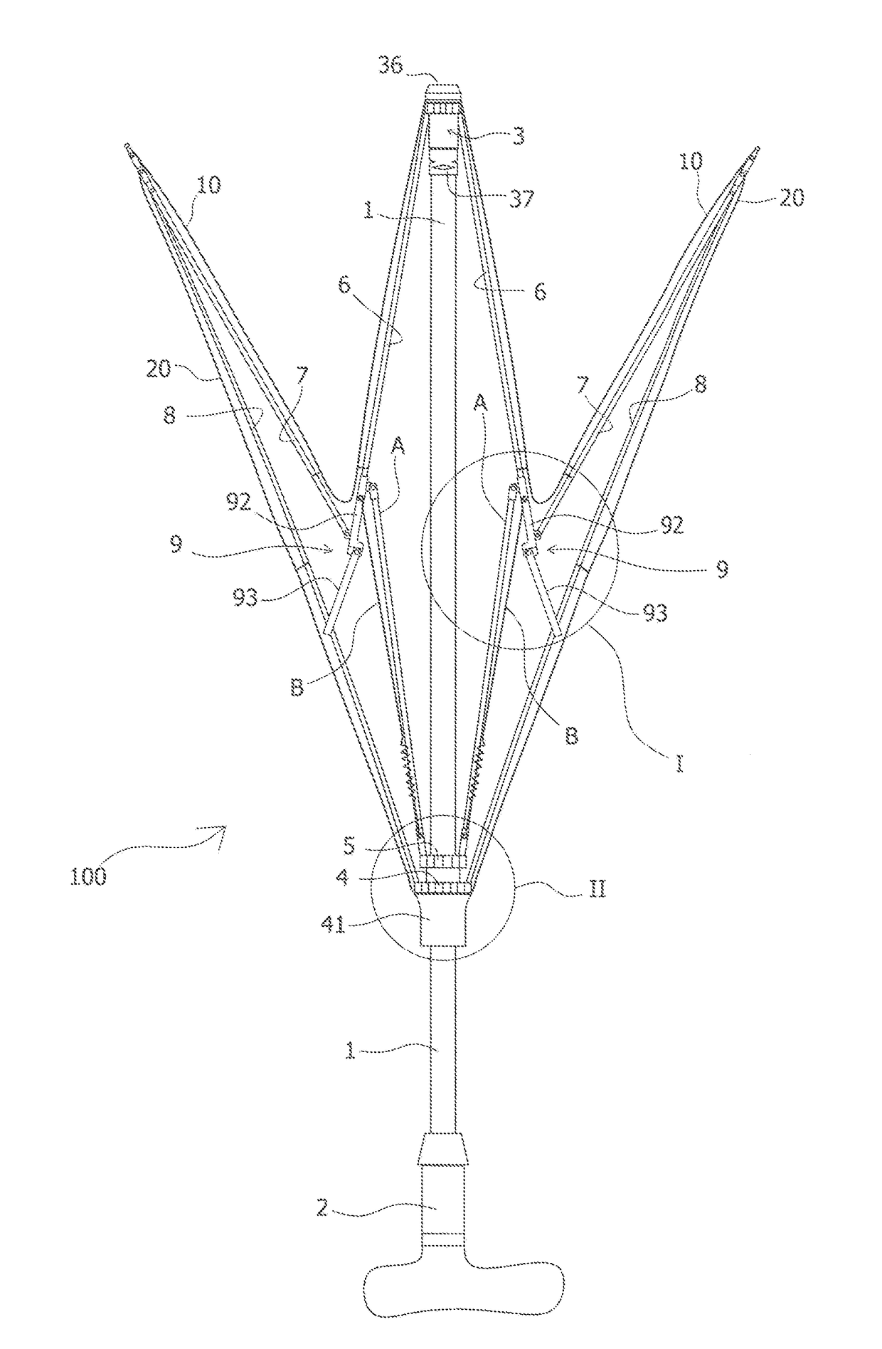 Hand-push rotating umbrella