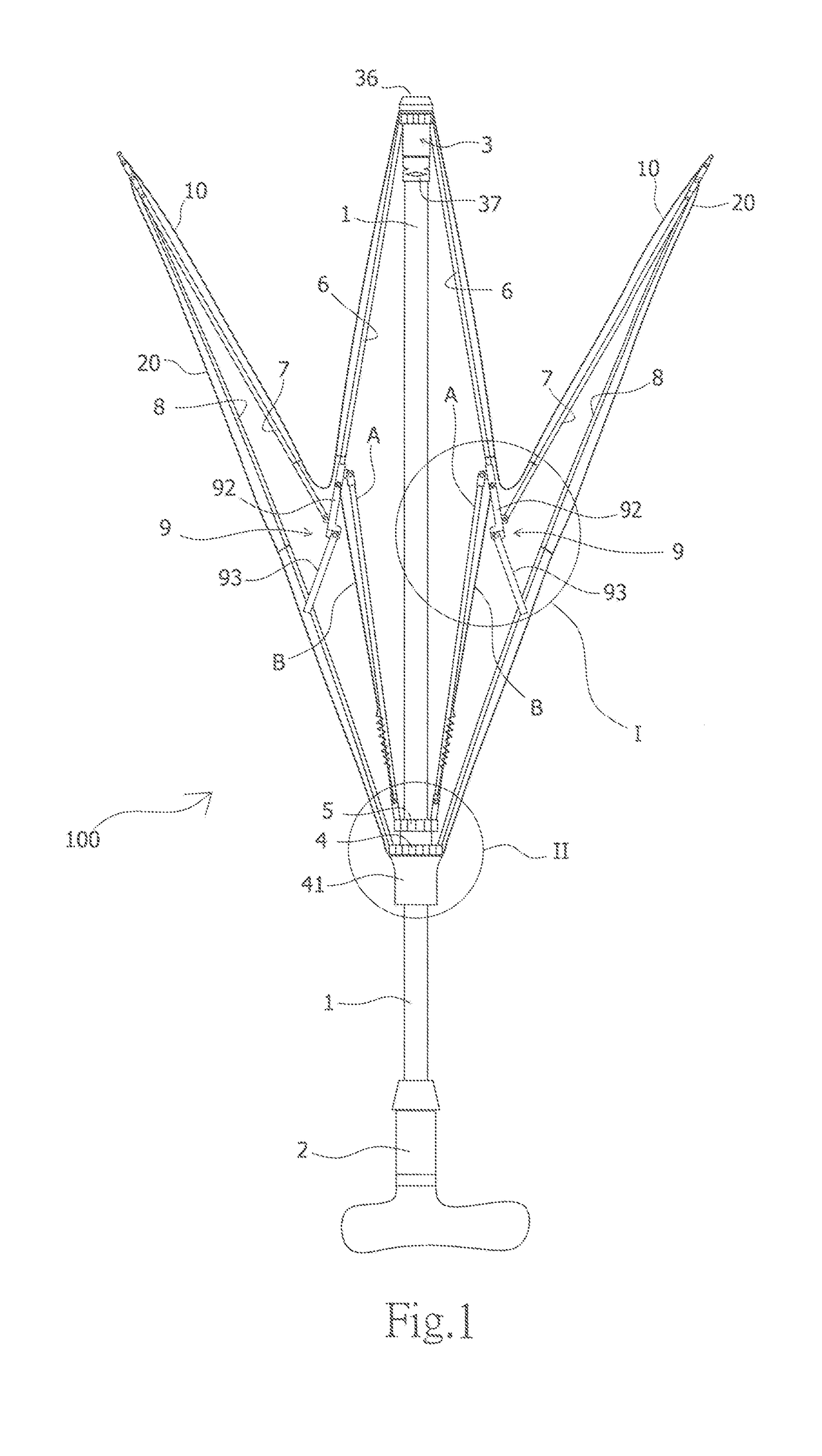 Hand-push rotating umbrella