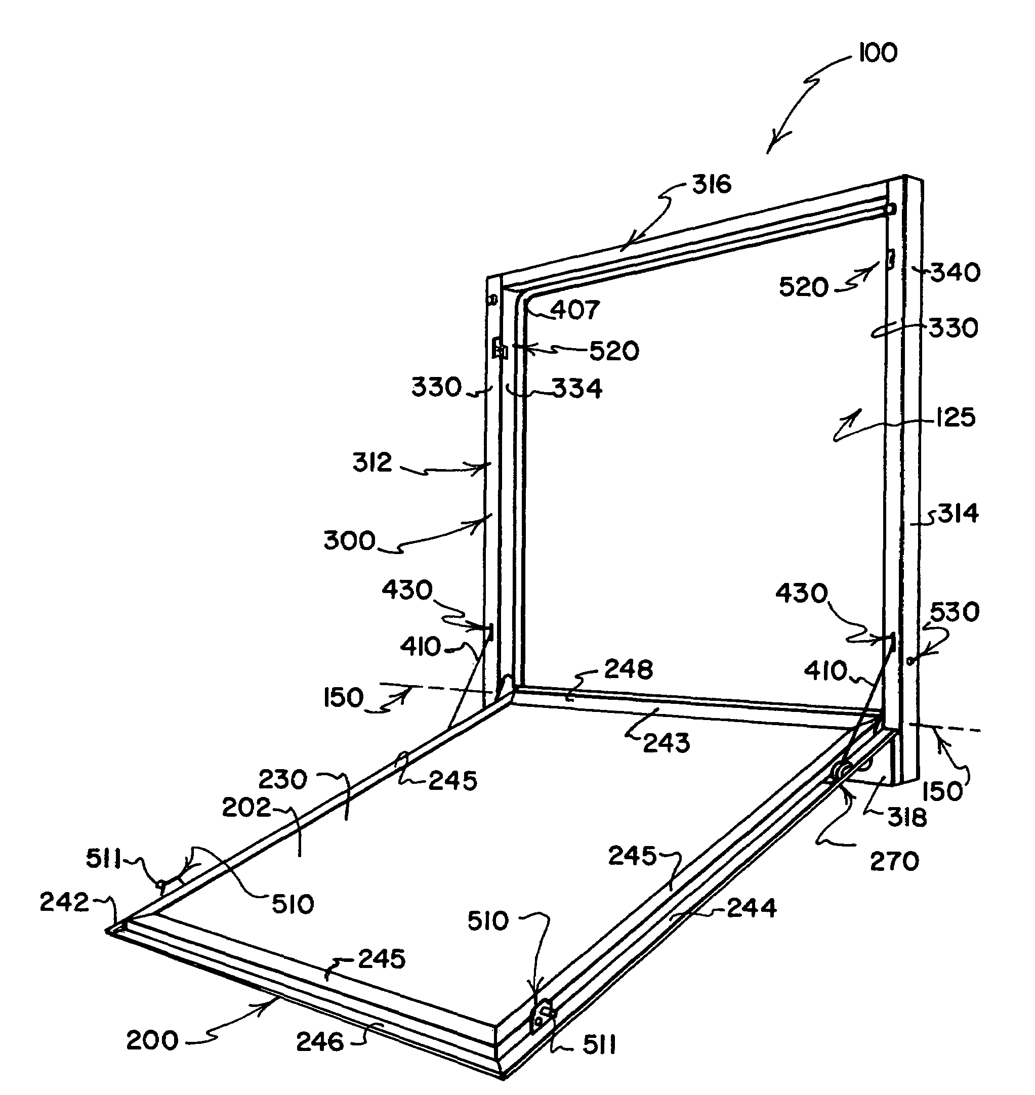 Ramp door and frame assembly