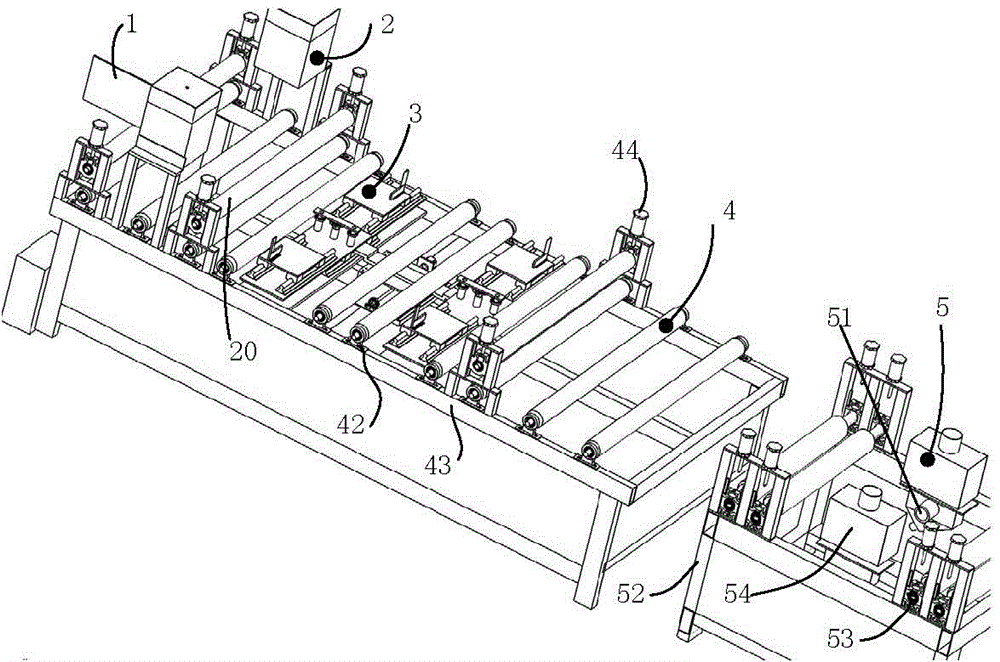 Intelligent deviation adjusting type artificial board longitudinal and transverse edge trimming production line and method