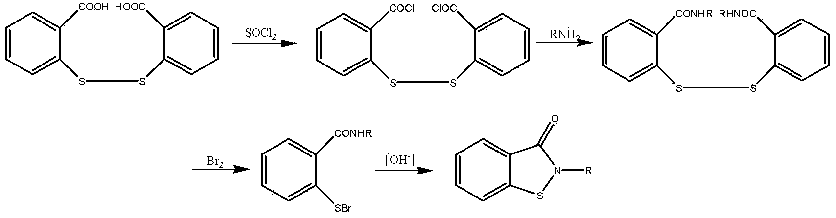 Method for synthesizing N-substitued benzo-isothiazolone derivative