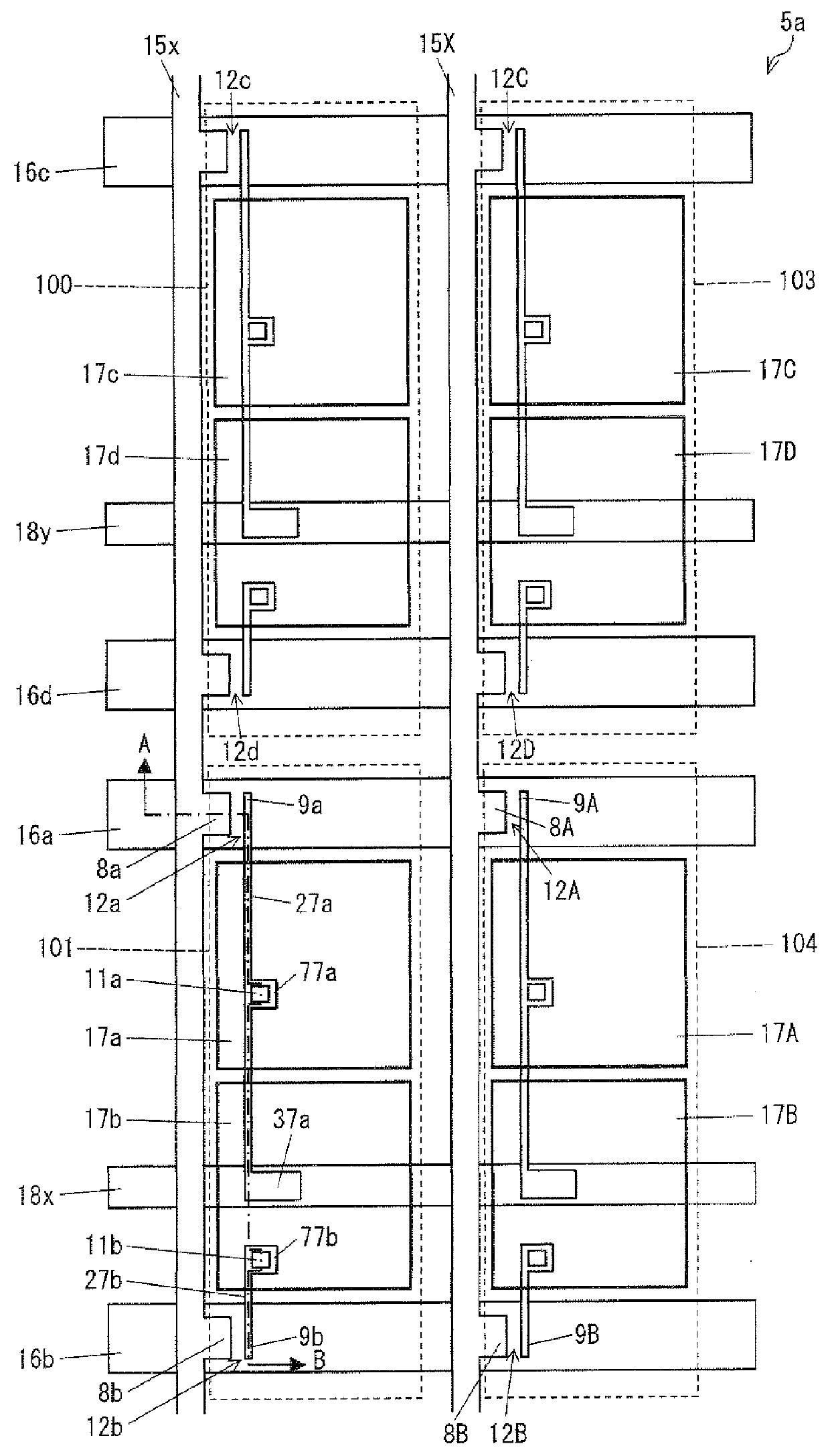 Active matrix substrate, liquid crystal panel, liquid crystal display device, liquid crystal display unit, and television receiver