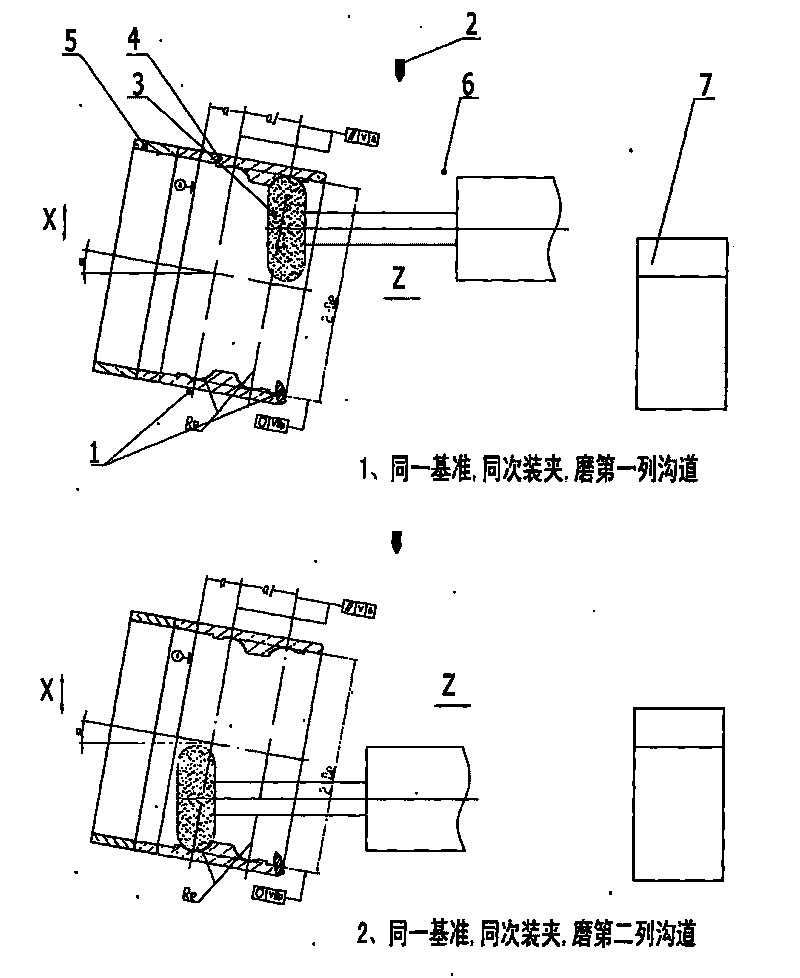 Double-channel grinding method of double-row ball bearing