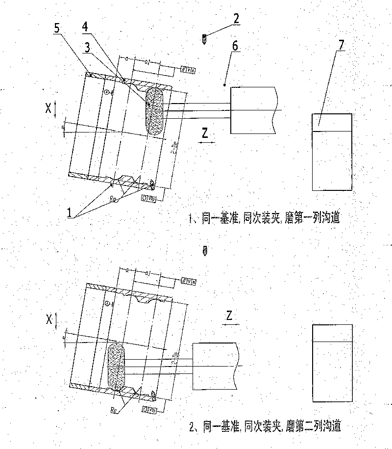 Double-channel grinding method of double-row ball bearing